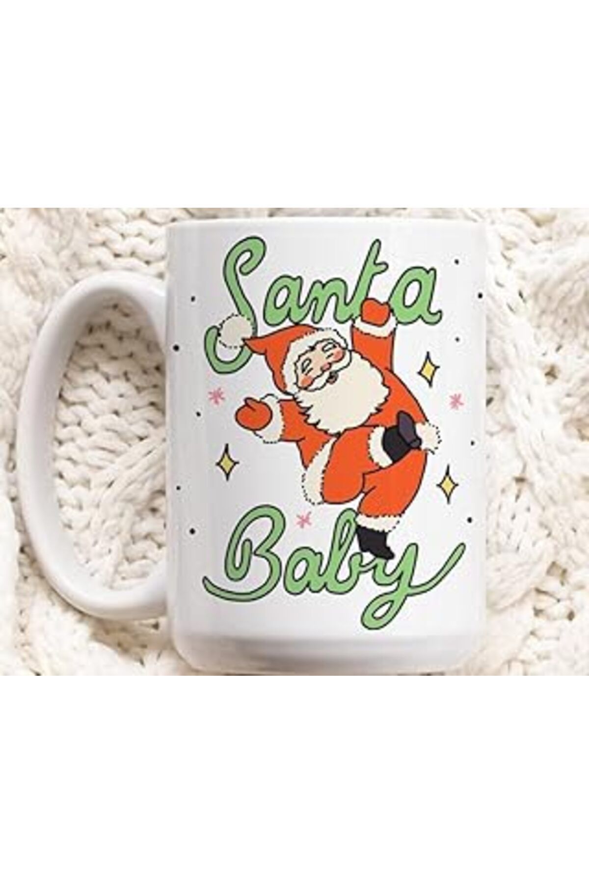 Mu Art Ahşap Print Dore Noel Noel Baba Kupa, Retro Noel Kupa, Sıcak Çikolata Kupa, Noel Arifesi K,Ingilizce Kupa