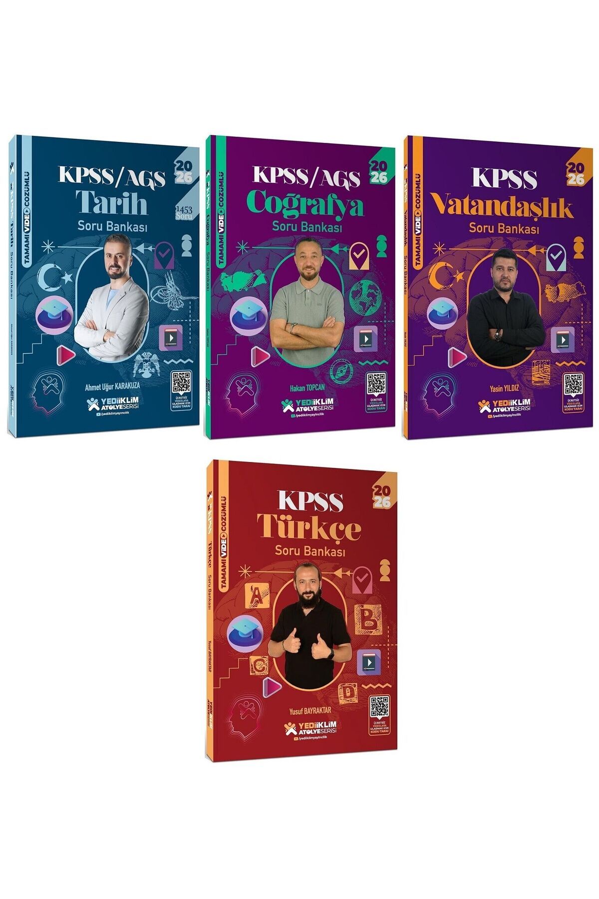 Makro Kitabevi Yayınları Yediiklim 2026 Baskı KPSS Türkçe+Tarih+Coğrafya+Vatandaşlık Atölye Soru Ban. 4 lü Set
