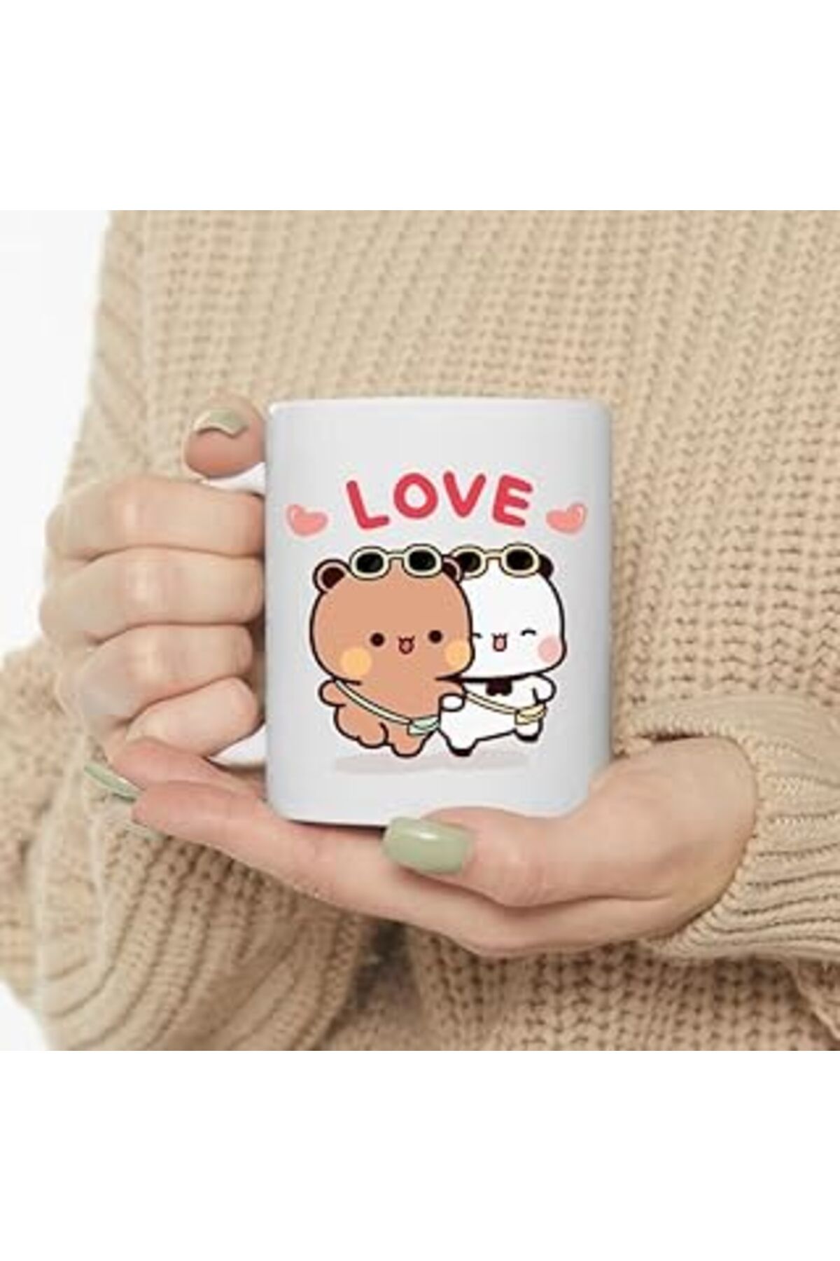 ASİTAN Print Dore Sevimli Bubu Ve Dudu Kahve Kupa, Ayı Seramik Kupa, Panda Ayı Kupası,Ingilizce Kupa 33