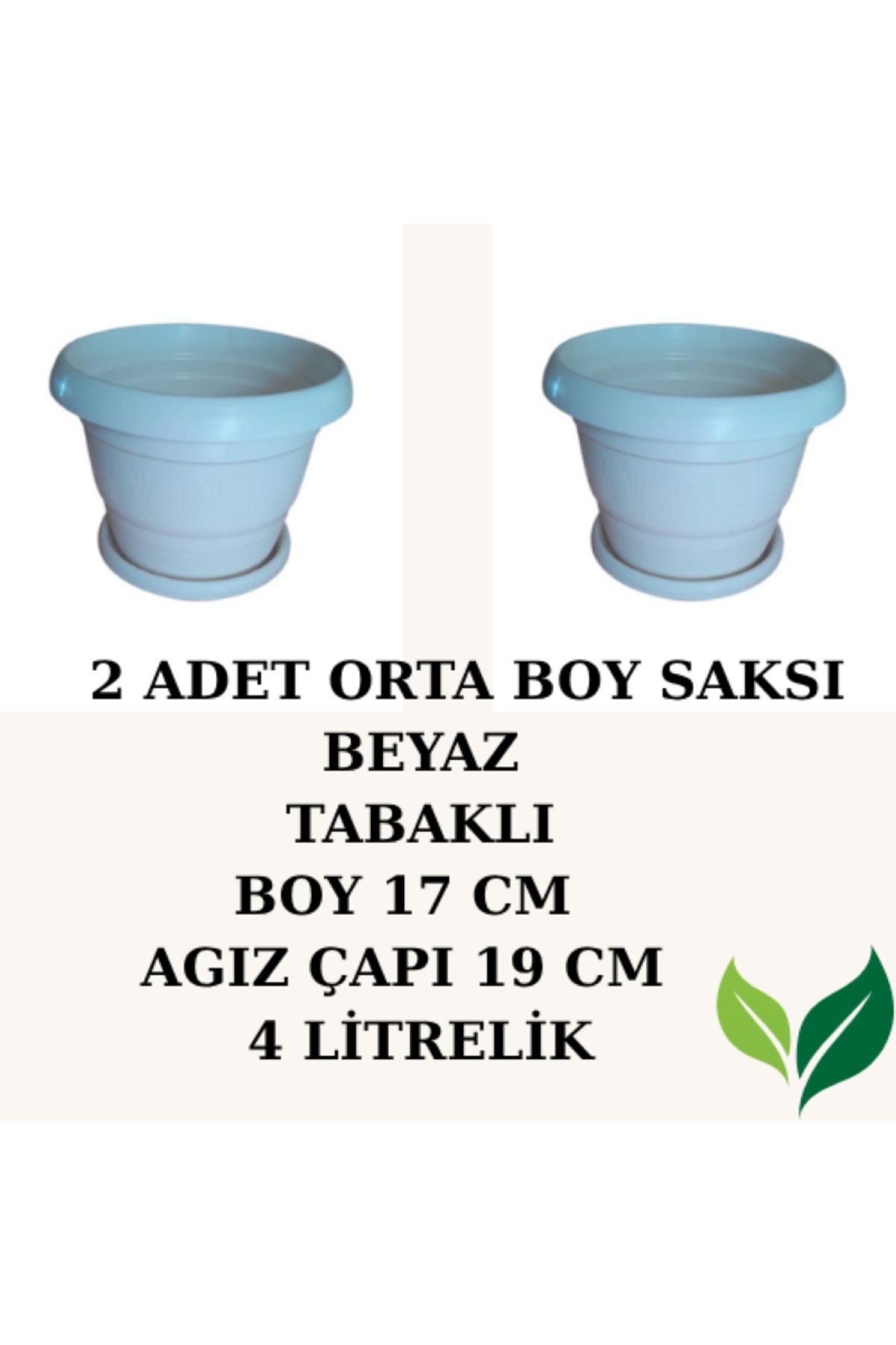 İMRE ÇİÇEKÇİLİK ORTA BOY SAKSI BEYAZ- 2 ADET