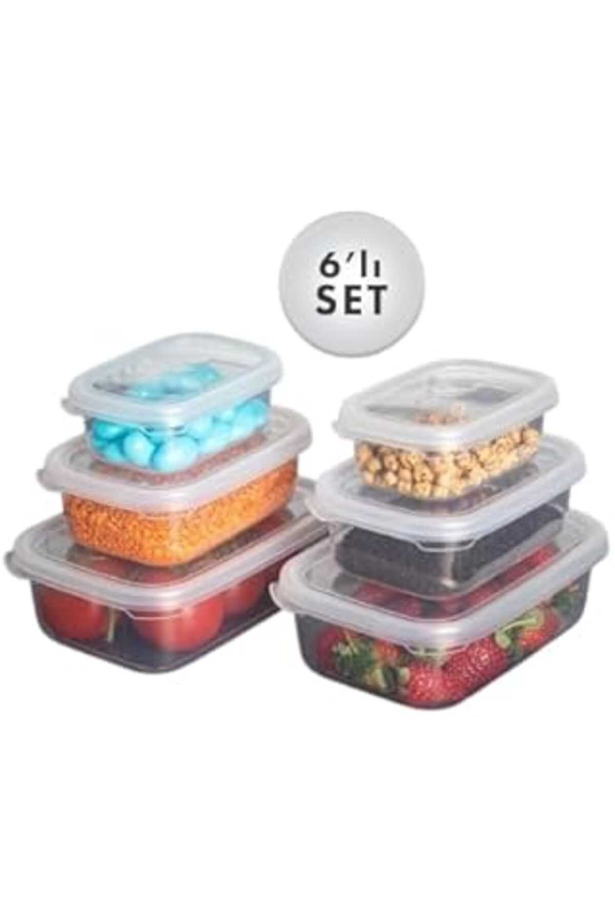 Mu Art Ahşap Aes Home Un 6 Lı Set Nare Dikdörtgen Sızdırmaz Hava Almaz Erzak Saklama Kabı Şeffaf