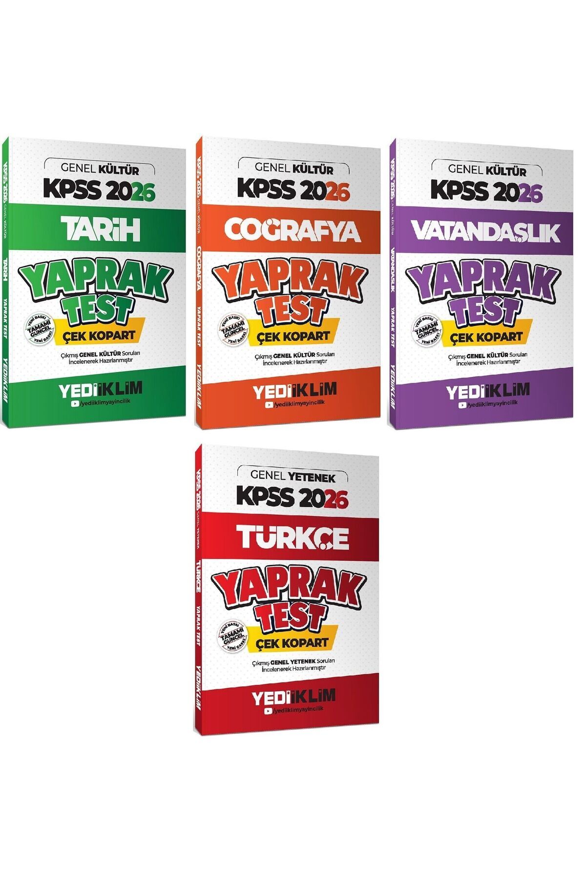 Makro Kitabevi Yayınları Yediiklim 2026 Baskı KPSS Tarih+coğrafya+Vatandaşlık+türkçe Yaprak 4 lü Set