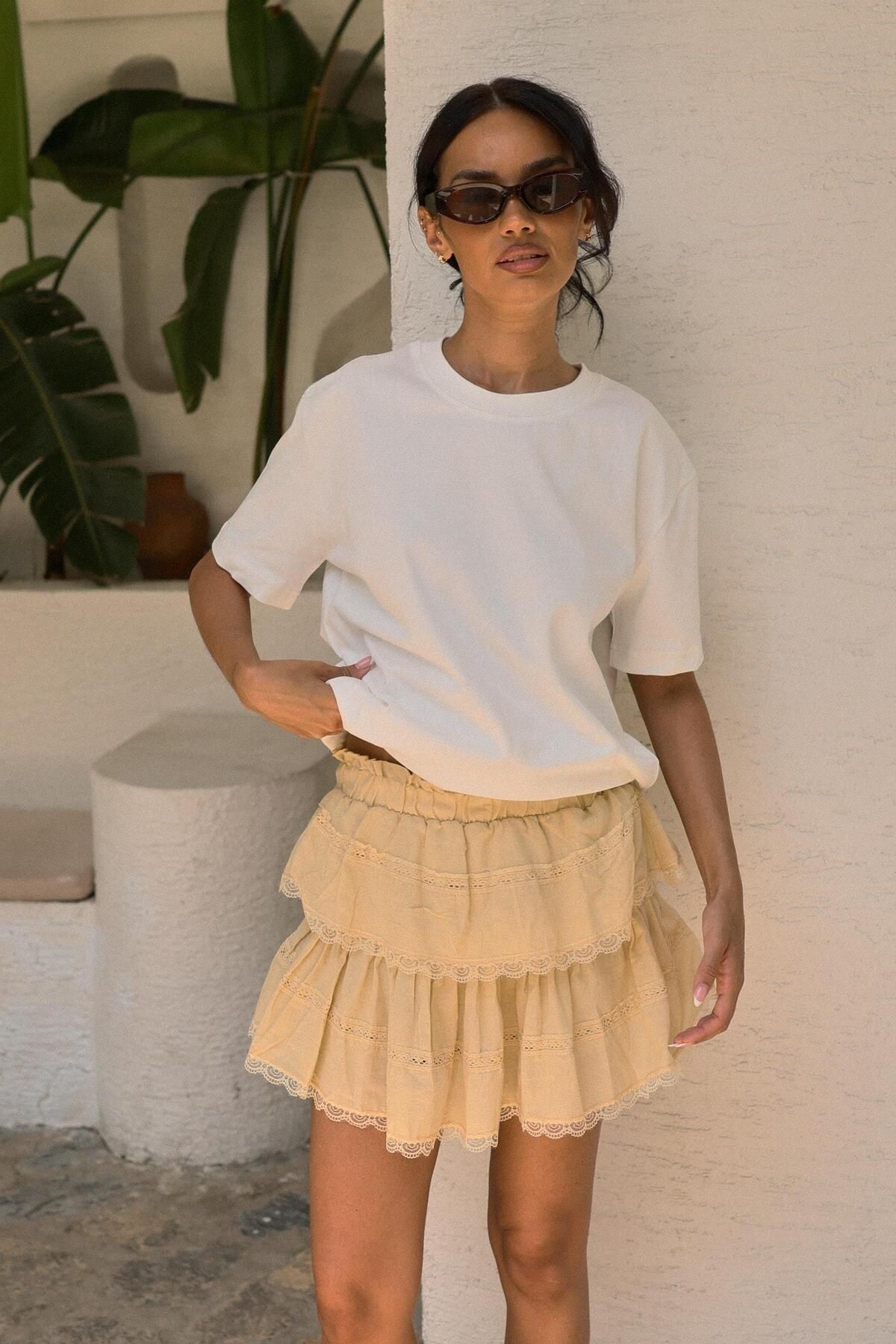 South Coast Ekru Boyfriend Basic T-Shirt