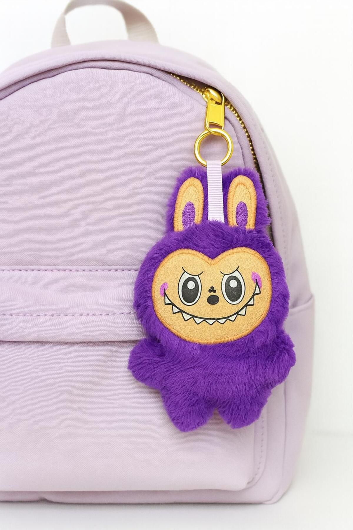 China Bazaar Labubu Mor Peluş Aksesuar - Çanta Aksesuarı, Oyuncak, Anahtarlık 18 cm