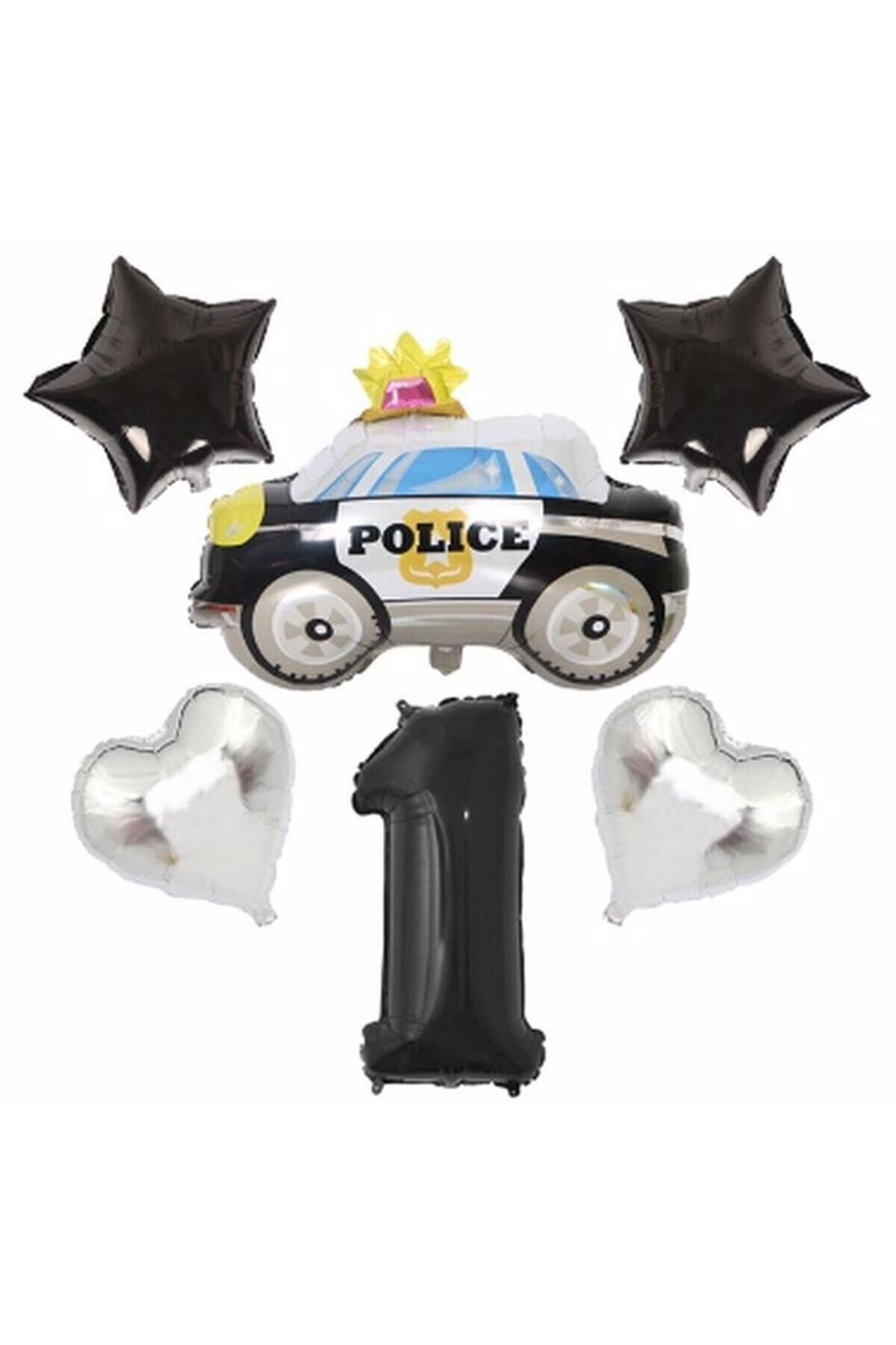 Partifest Polis Arabası 1 Yaş Balon Set Balon Folyo Set Konsept Set Yaş Balon Set