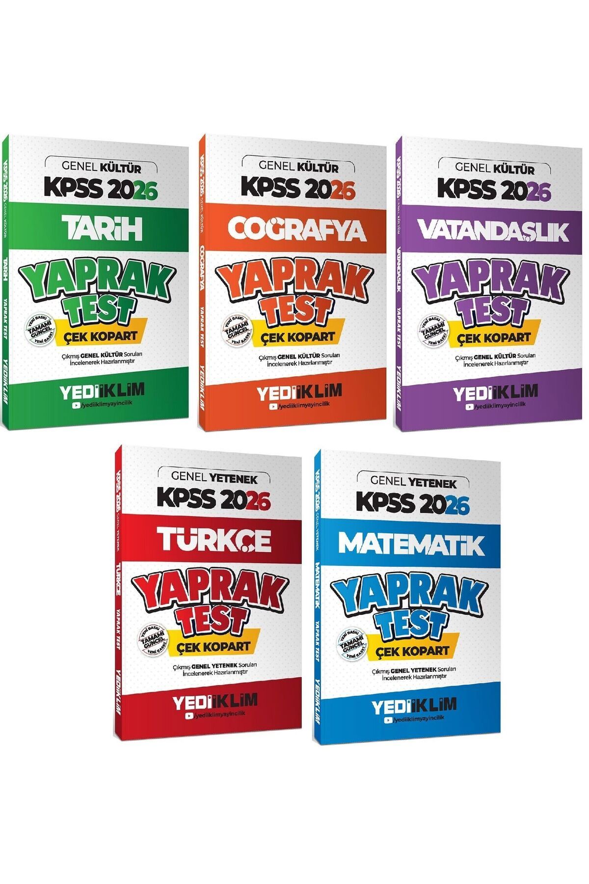 Makro Kitabevi Yayınları Yediiklim 2026 KPSS Genel Yetenek Genel Kültür Yaprak Test 5 li Set