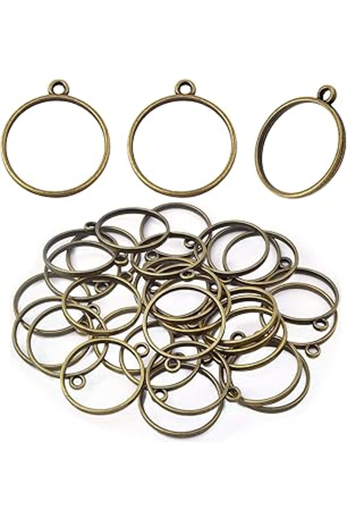 NETWORK ART 30 Pieces Round Open Back Bezel Pendants Metal Hollow Frame Charms Blank Geometric Frame Molds For