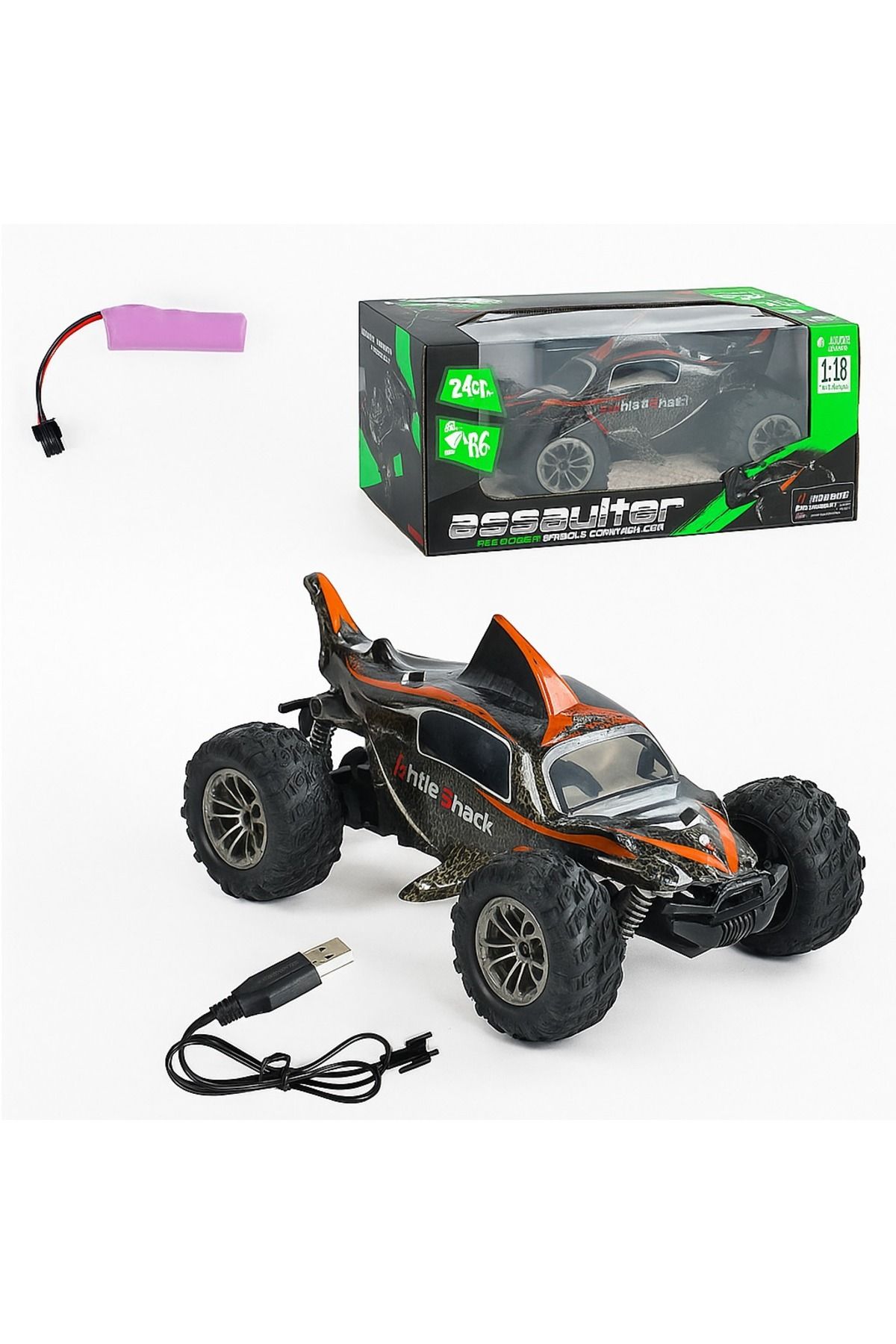 TRUST STORE Assaulter 1:18 Yüksek Hızlı Işıklı Köpek Balığı Tasarımlı Uzaktan Kumandalı RC Araba TURUNCU