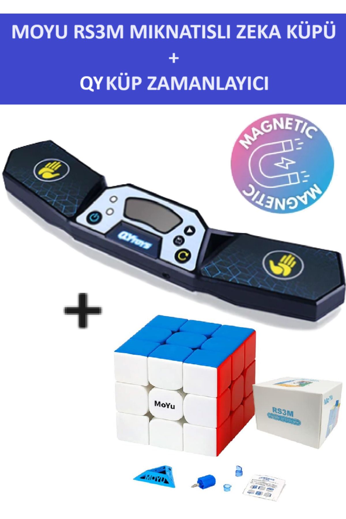 ZETCONCEPT Moyu RS3m Profesyonel Speed Cube Ve QY Küp Timer Seti - 3x3 Zeka Sabır Küpü Ve Zamanlayıcı