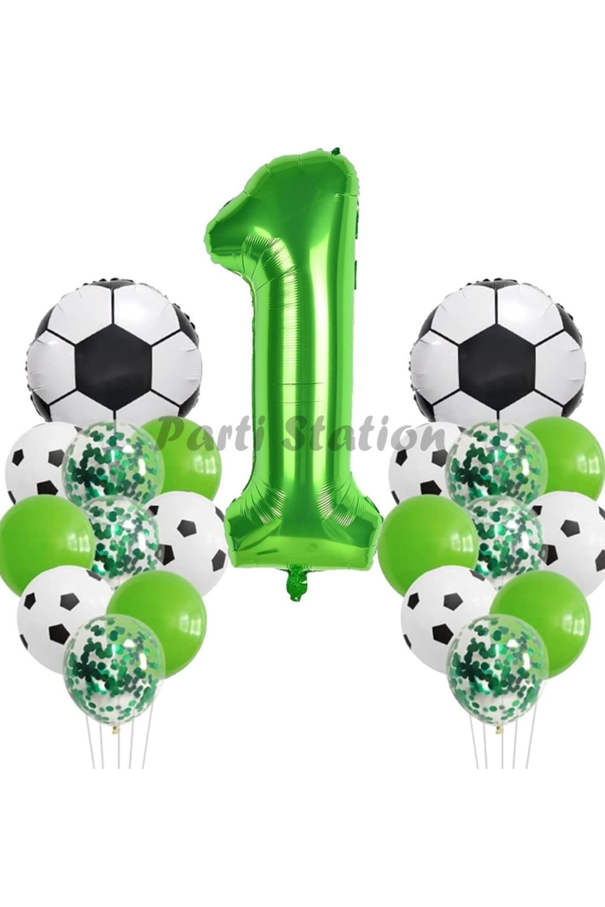 Partifest Futbol Maç Konsept Yeşil Rakam 1 Yaş Balon 76 Cm Futbol Konsept Yeşil Parti Doğum Günü Balon Seti