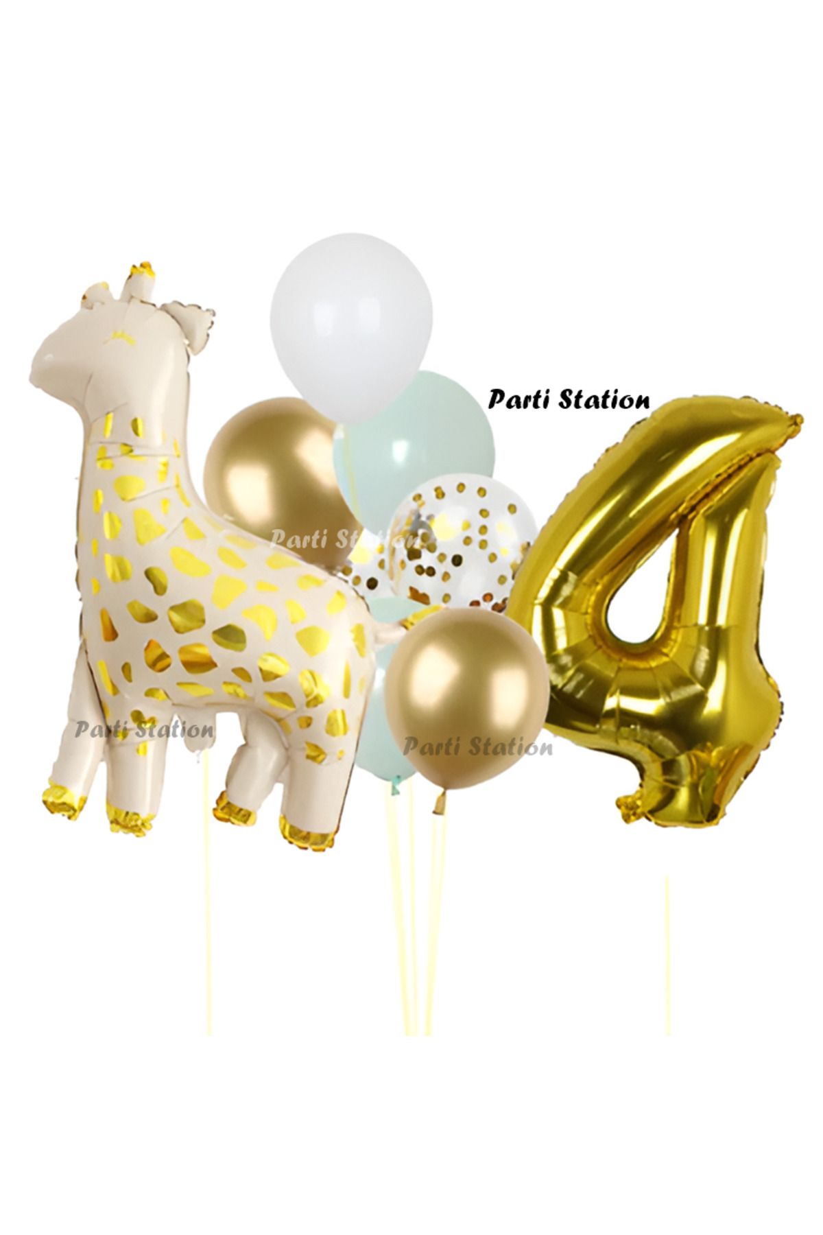 Partifest Sevimli Zürafa Konsept 4 Yaş Doğum Günü Balon Set Safari Tema Zürafa Parti Doğum Günü Balon Set