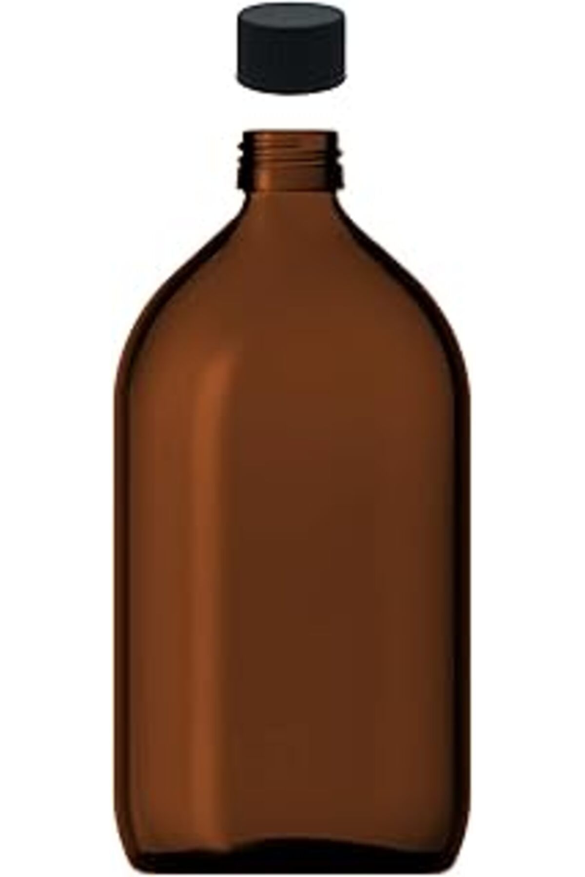 Mu Art Ahşap Afracam 1000 Ml Amber Ecza Siyah Kapaklı Boş Cam Şişe Ecza Şişesi (1)