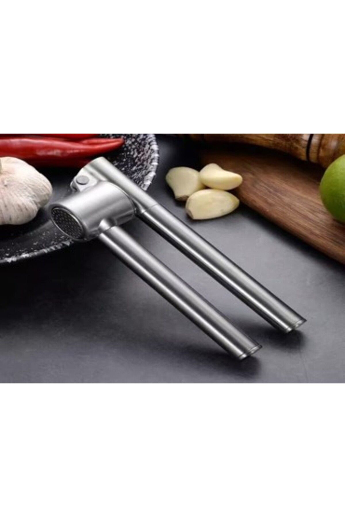 Stile Cucina Lüks Paslanmaz Çelik Sarımsak Ezici Pratik Sarımsak Ezeceği Lüks Çelik Sarımsak Ezeceği