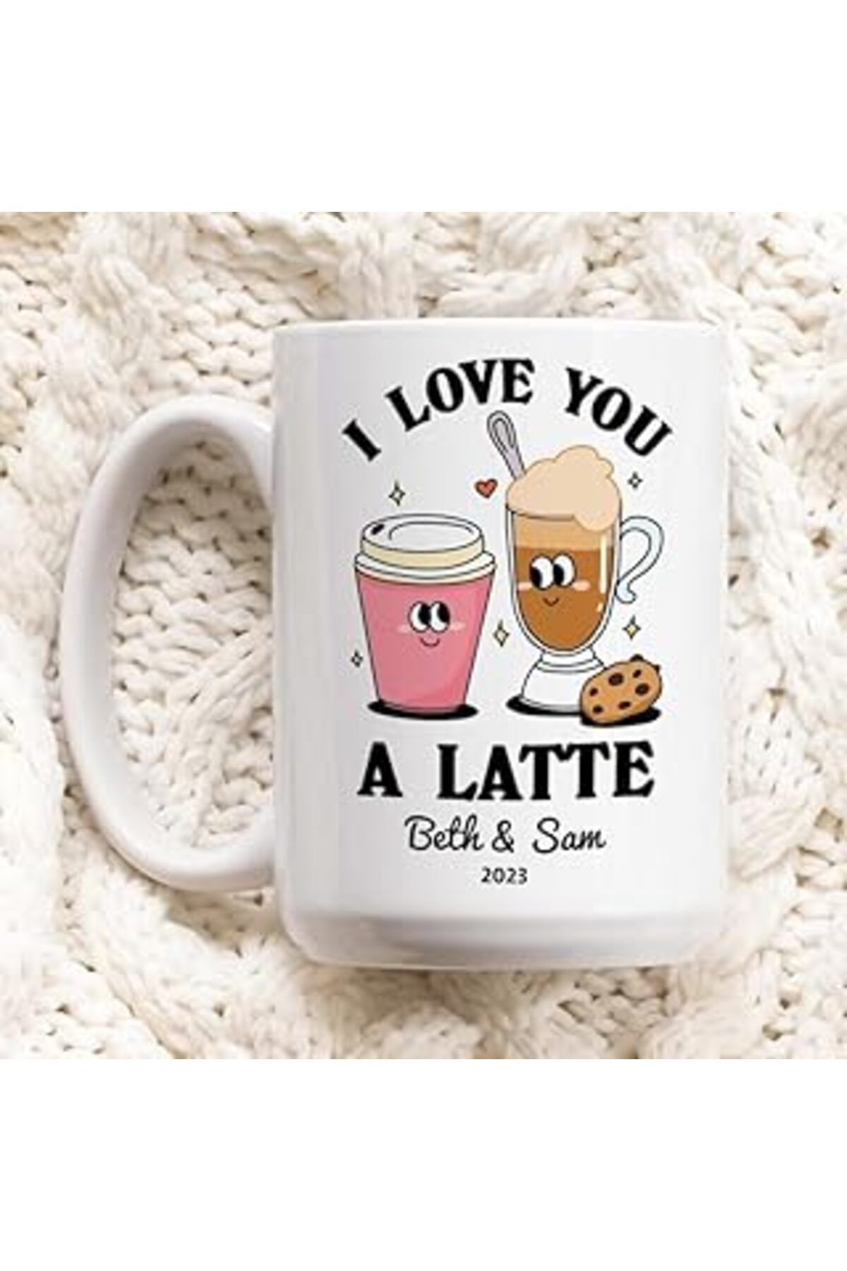 ASİTAN Print Dore Kişiye Özel Romantik Kahve Kupa, Seni Seviyorum Latte Alıntı Kupa, Kişiye,Ingilizce Kupa