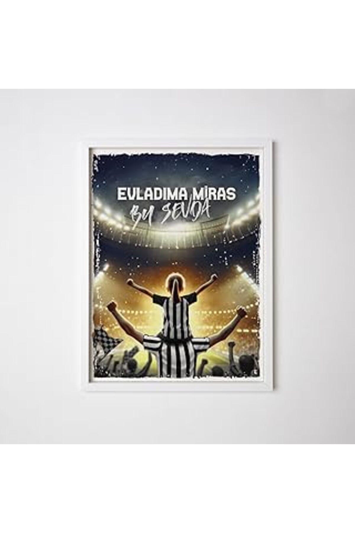 Mu Art Ahşap Siyah Beyaz Taraftarlara Özel Beyaz Çerçeve