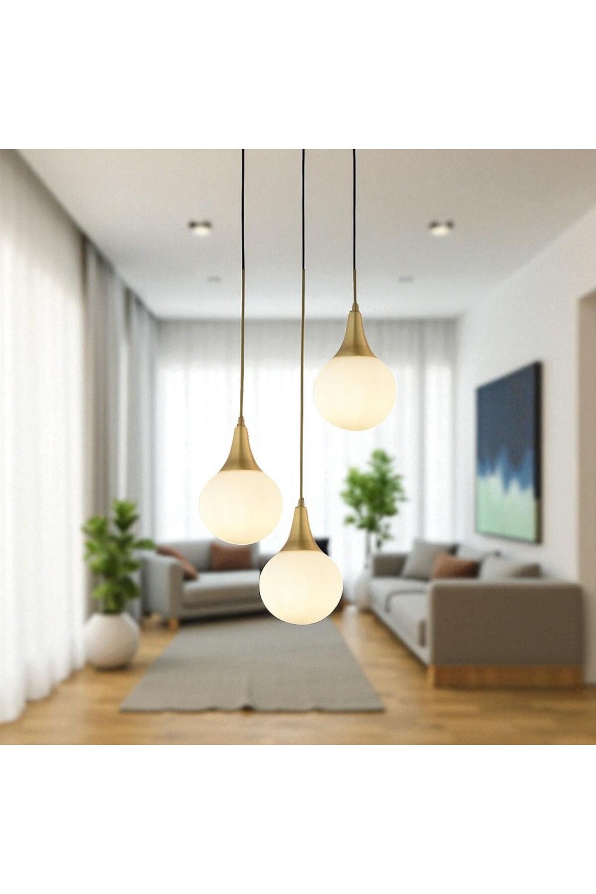 Ferenat Home 3'lü SALON SARKITI ESKİTME AVİZE