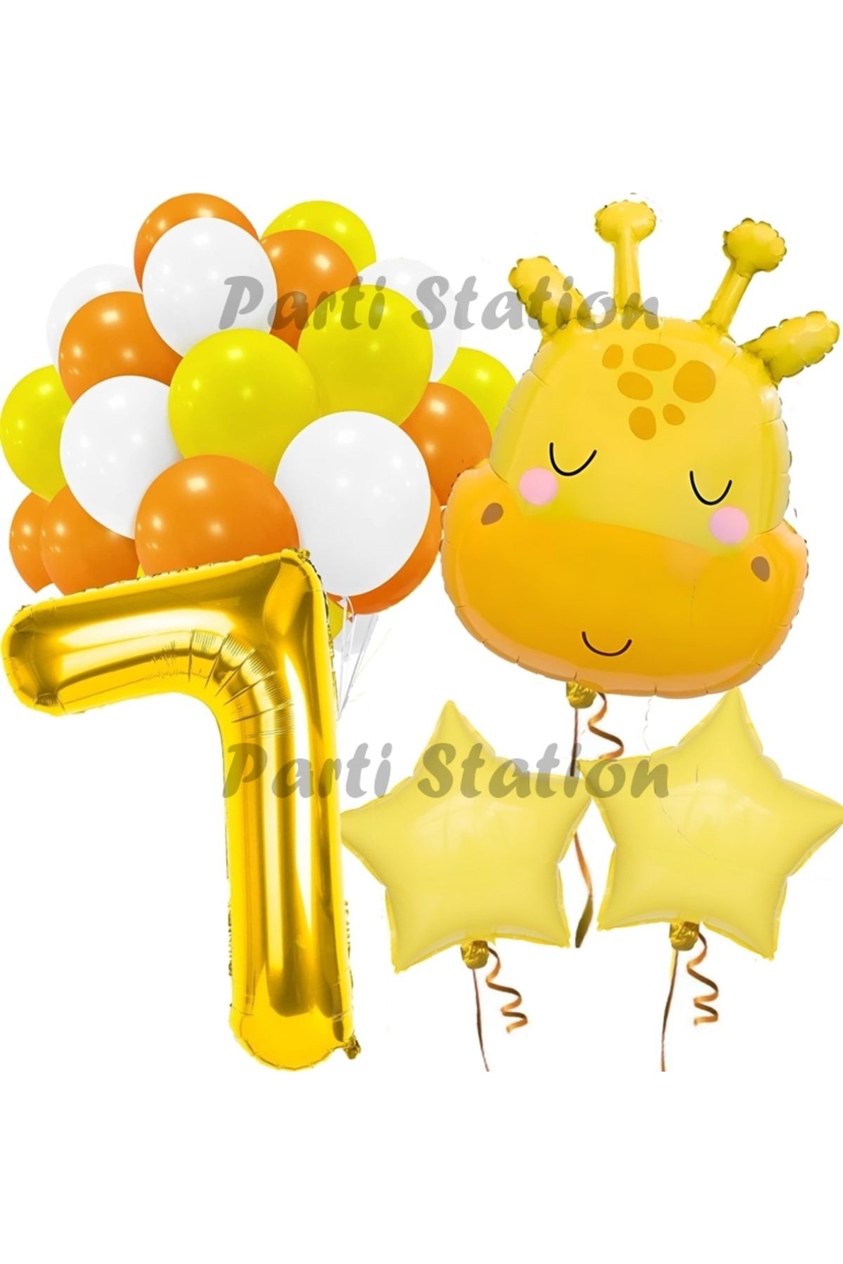 Partifest Sevimli Zürafa Konsept 7 Yaş Balon Set Safari Tema Zürafa Parti Doğum Günü Balon Set