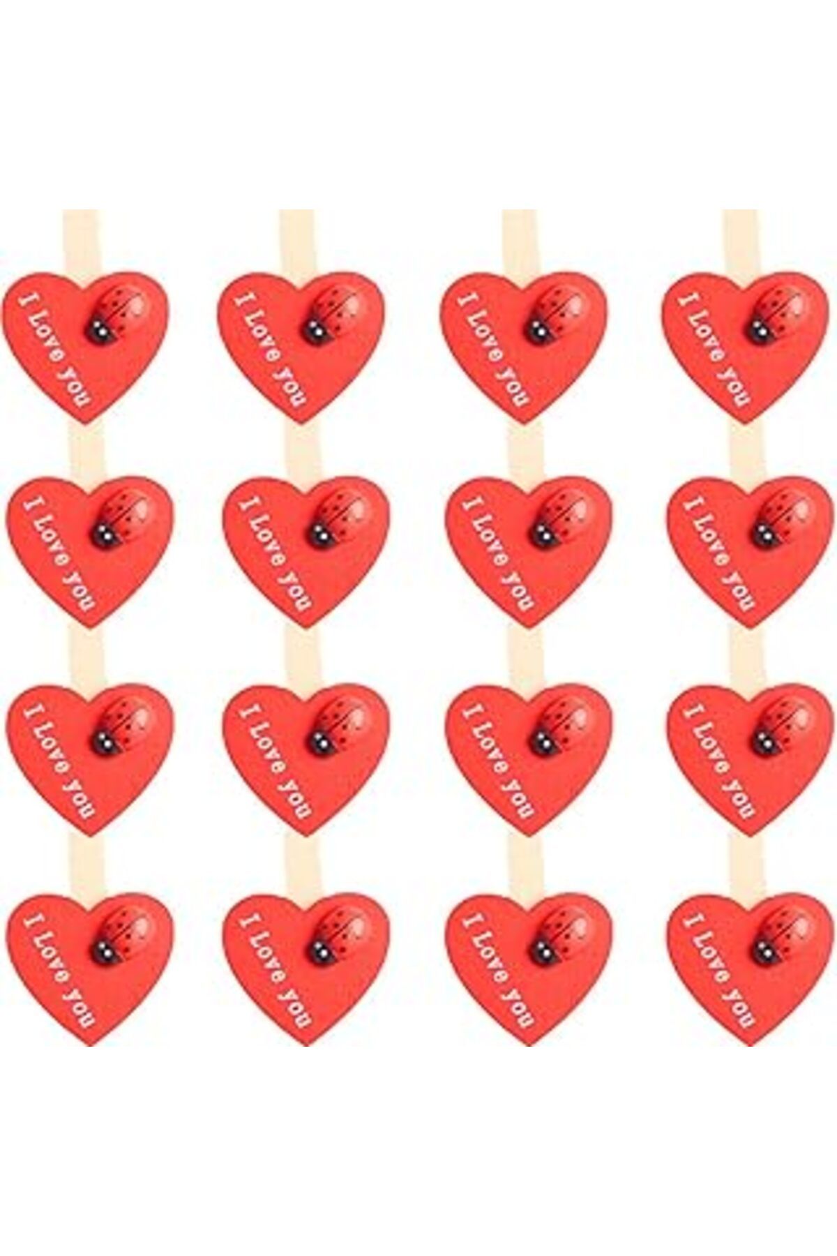 NETWORK ART Ahşap Kalp Şekilli Klips, Kırmızı Kalp Şekilli Klips, Yaratıcı Hediye Düğün, Doğum Günü, Noel, Part