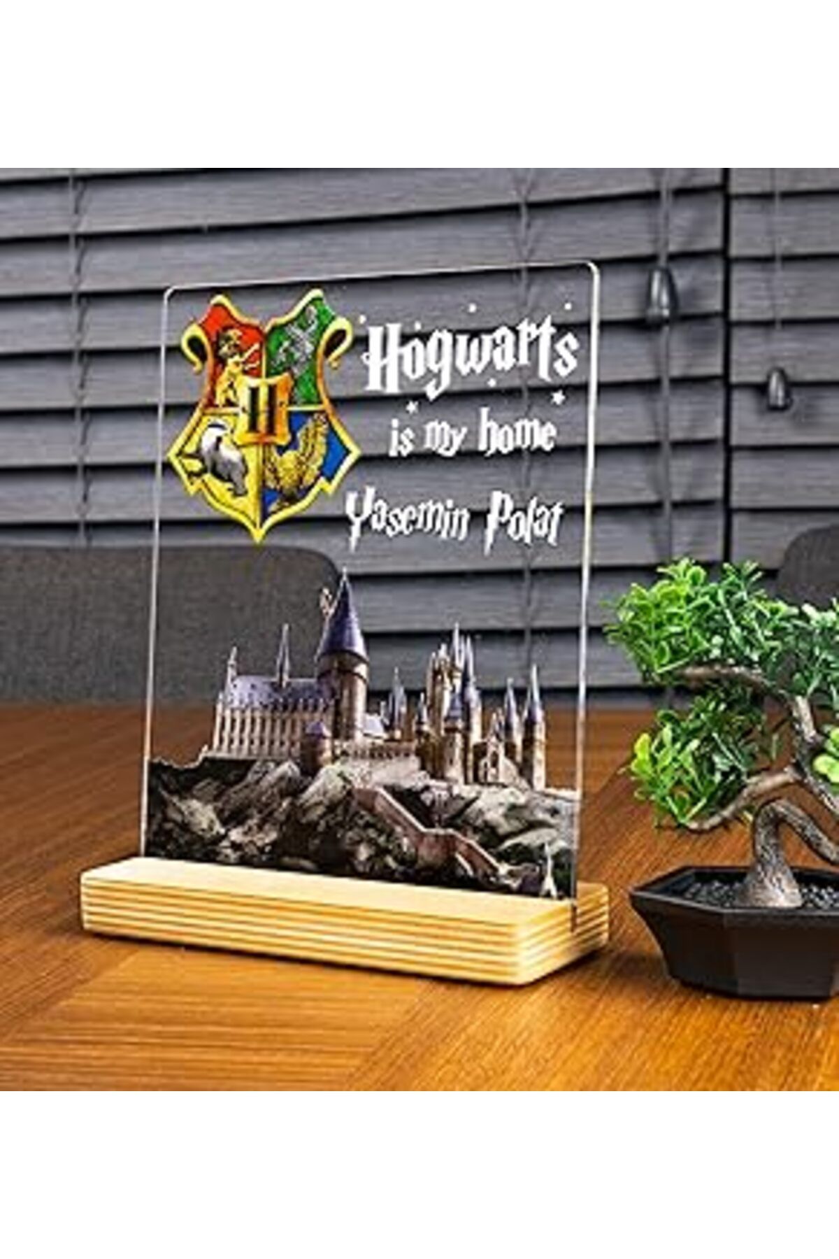 Mu Art Ahşap Sevgilambası Fotoğraflı Harry Potter Hogwarts Hediyesi Hediye Paketli Şeffaf Çerçeve