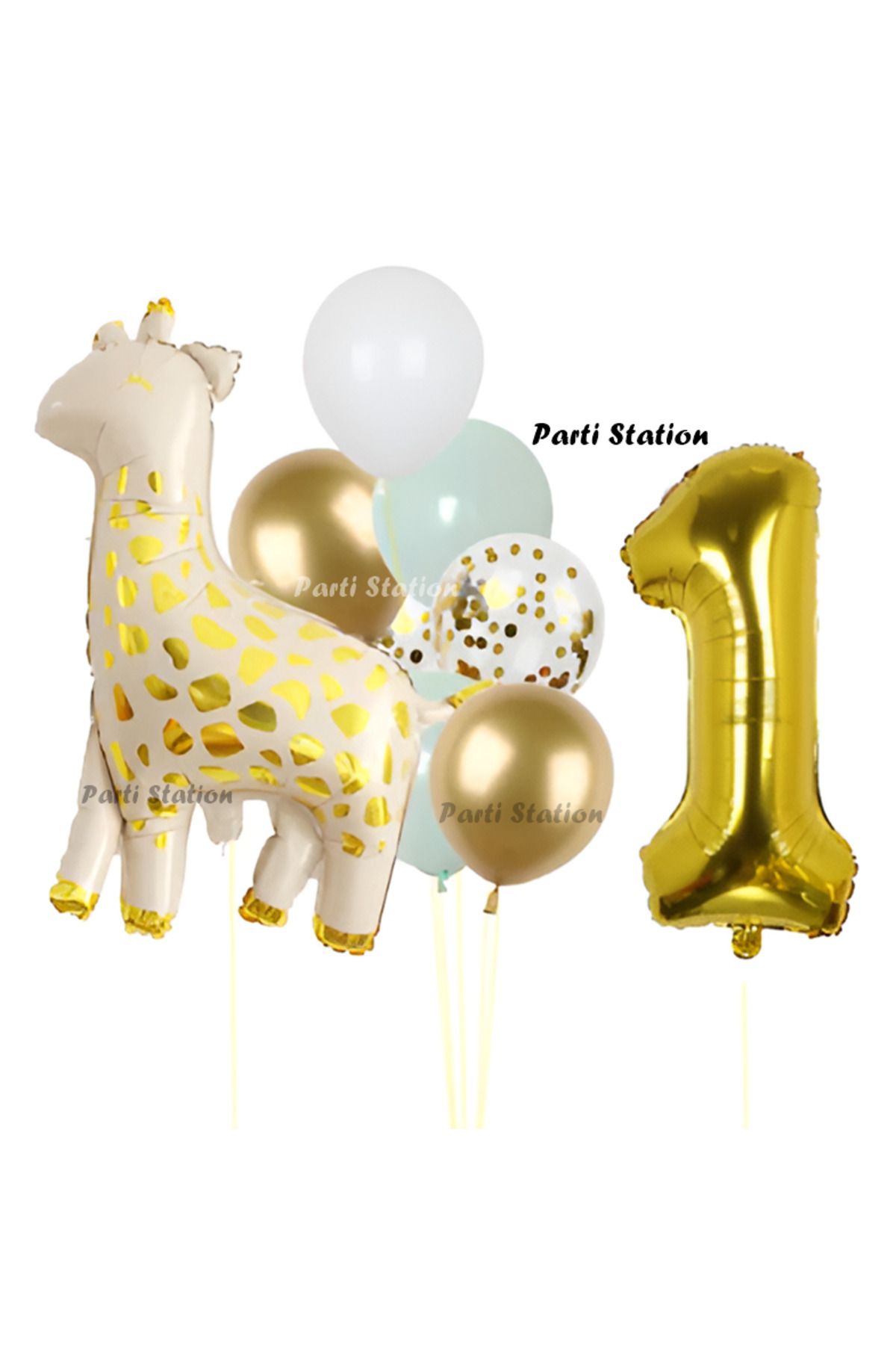 Partifest Sevimli Zürafa Konsept 1 Yaş Doğum Günü Balon Set Safari Tema Zürafa Parti Doğum Günü Balon Set
