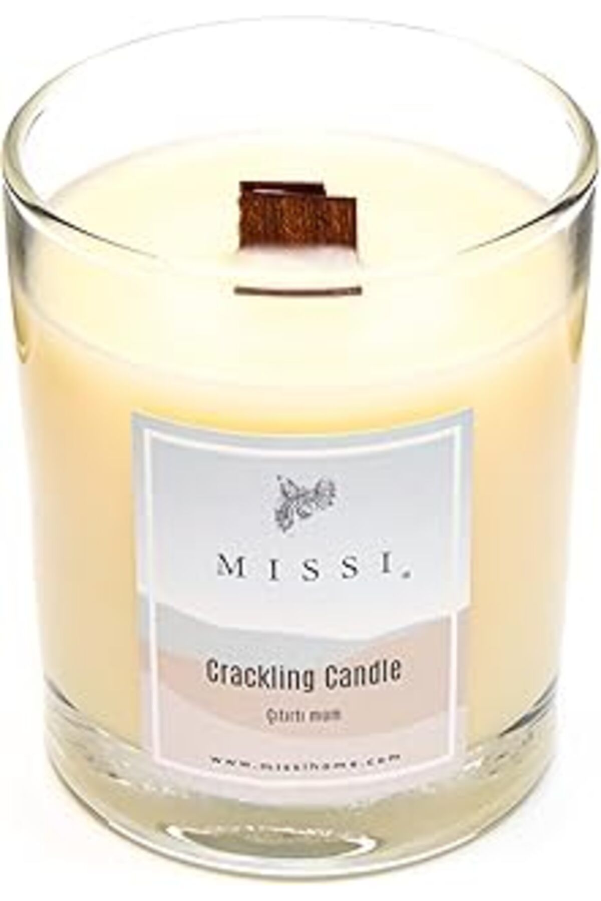 Roses Store Ahşap Fitilli Palo Santo Kokulu Ekru Cracklıng Vegan Mum (Çıtırtılı)