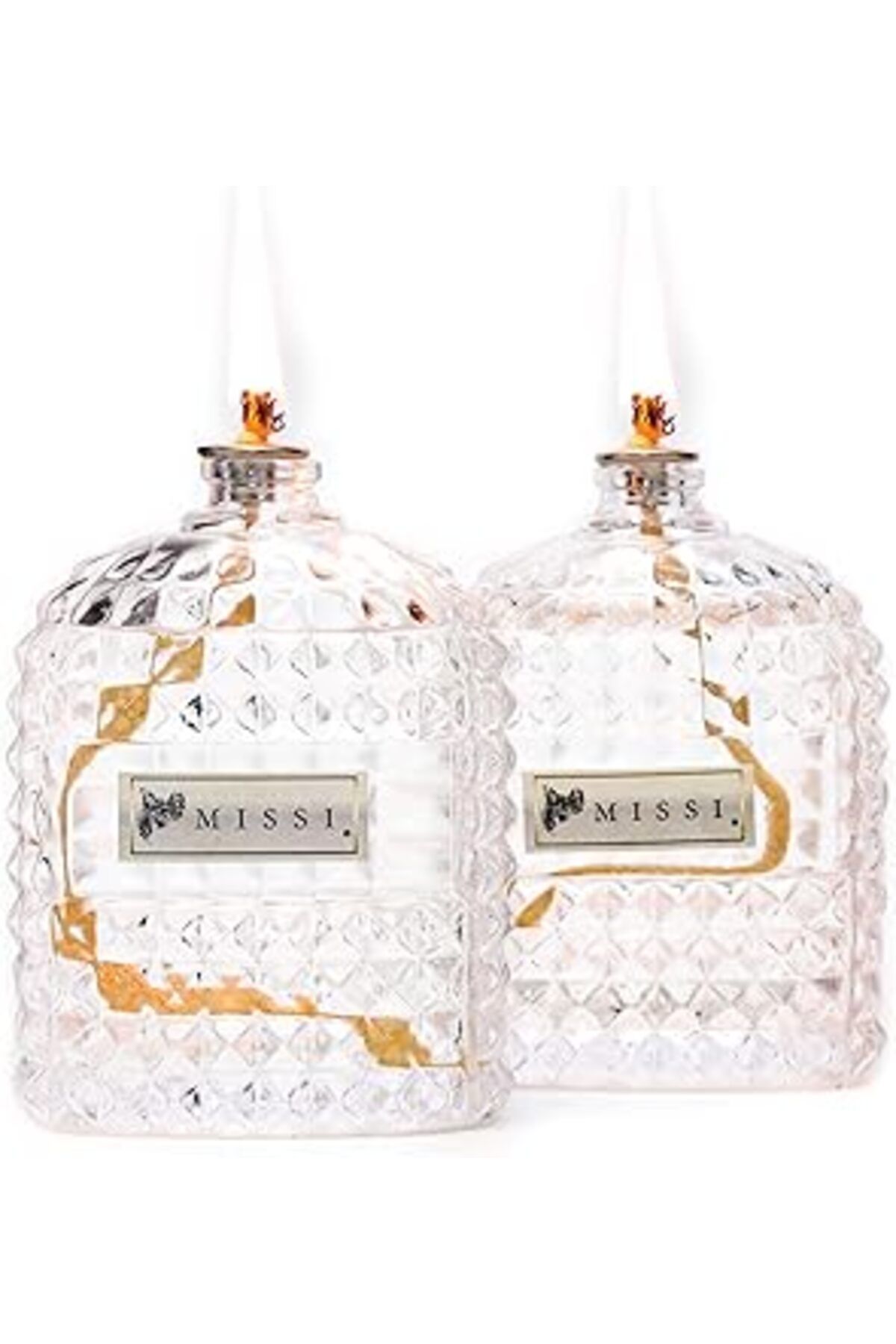 NETWORK ART 2'Li Vanilya Sandal Kokulu Oval Kristal Cam Şişe Kandil Seti (2X100 Ml)