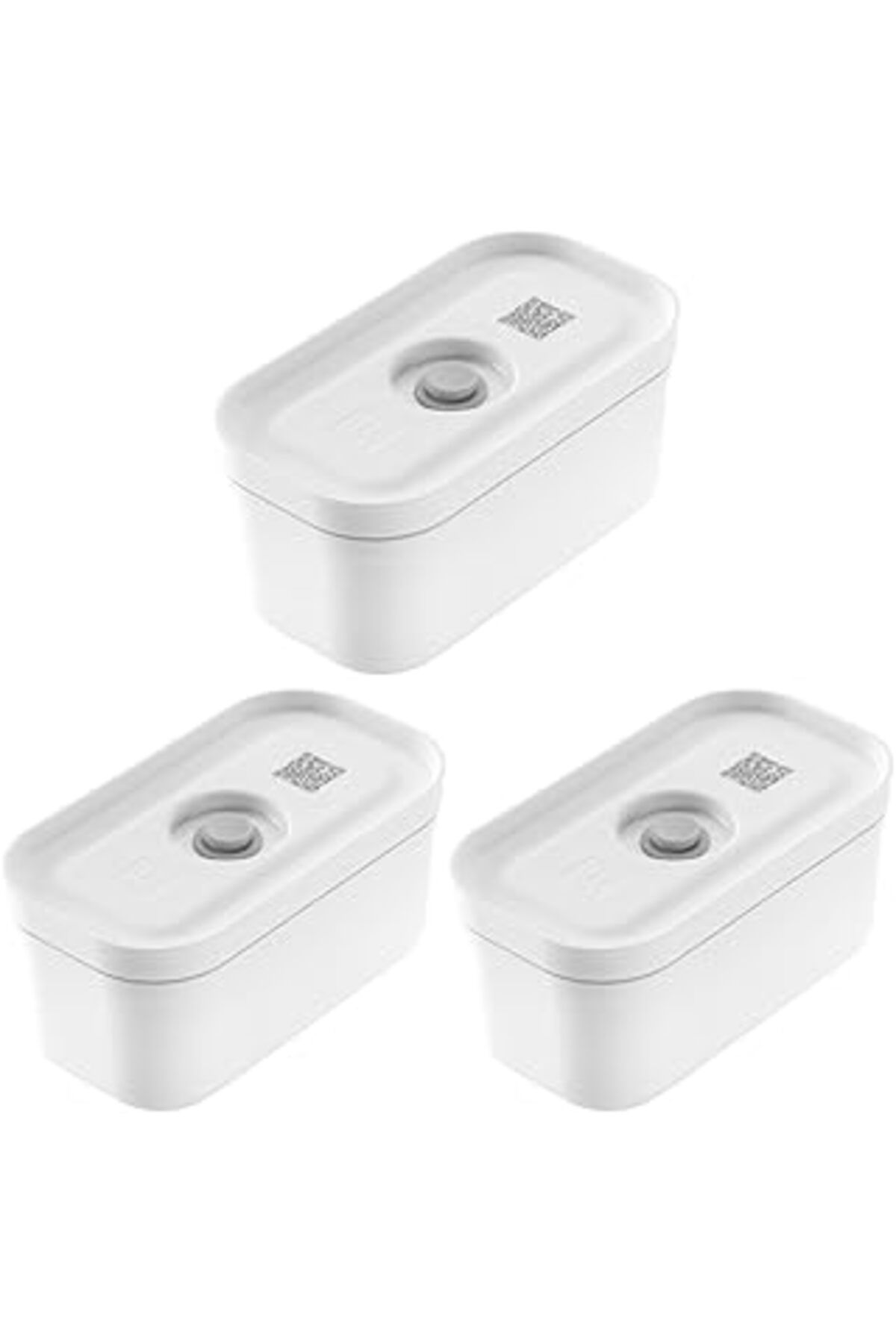 Mu Art Ahşap Fresh & Save Vakumlu Yemek Taşıma Kabı, S, Plastik, Beyaz-Gri 3Lü Paket