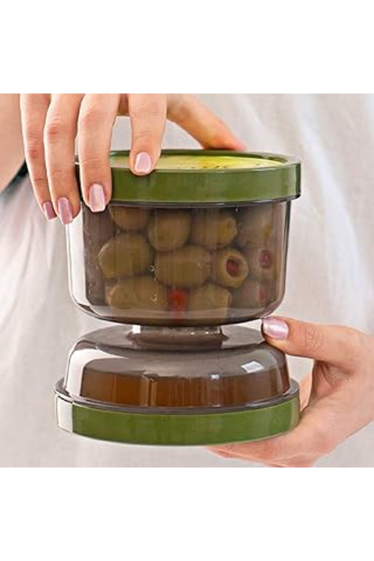 Mu Art Ahşap Porsima 02 1391 Kum Saati Süzgeçli Zeytinlik - Zeytin Turşu Saklama Kabı Şeffaf