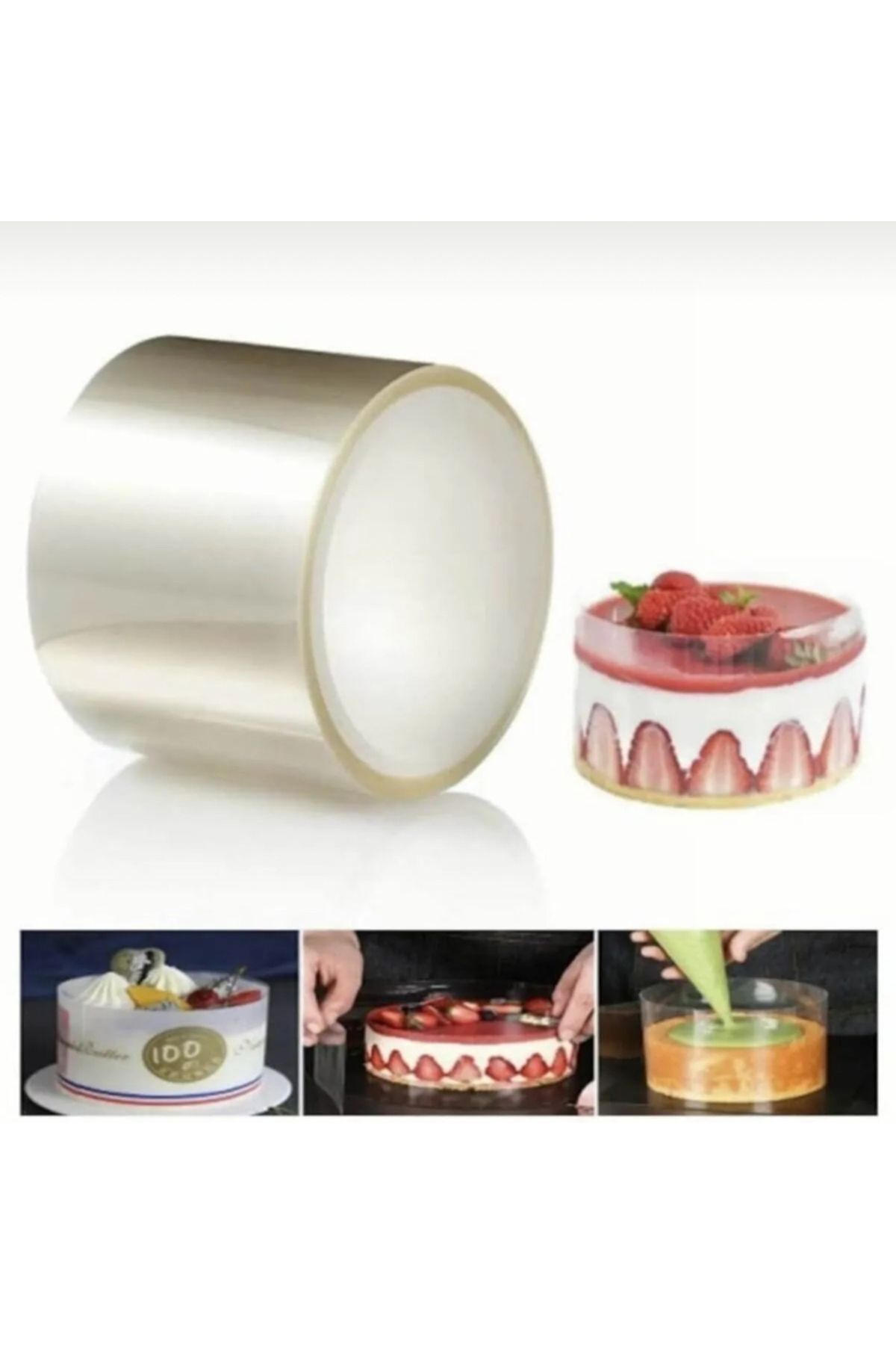 2020 Ebat 20x35 Cm Pasta için Kenar Jelatini Kesilmiş Hazır Adet :50