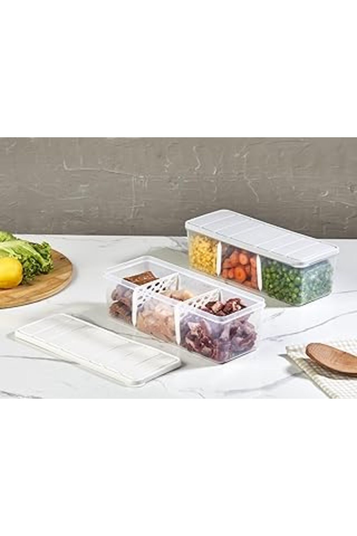 Mu Art Ahşap Selka Home Bölmeli 6'Lı Nora Saklama Kabı 2 Lt Ekru
