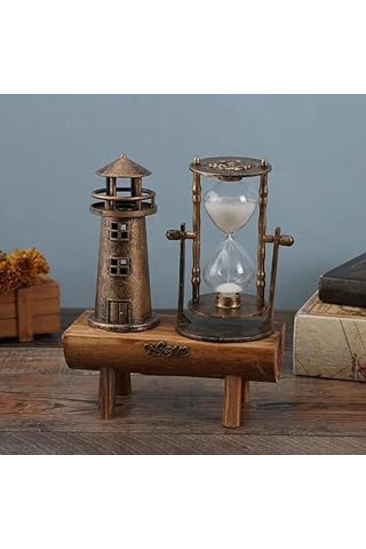 Mu Art Ahşap Deniz Feneri Kum Saati Retro Vintage Vintage Severler Ev Masaüstü Dekorasyon Doğum Günü Noel Yeni Y