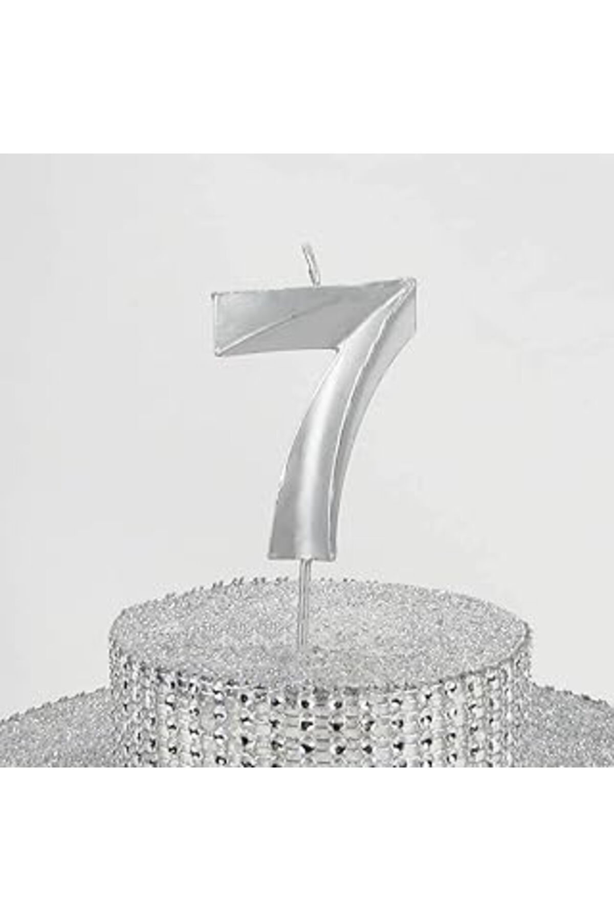 ASİTAN Parti Vitrini 7 Yedi Rakamlı Gümüş Gri Mum 6.5 Cm