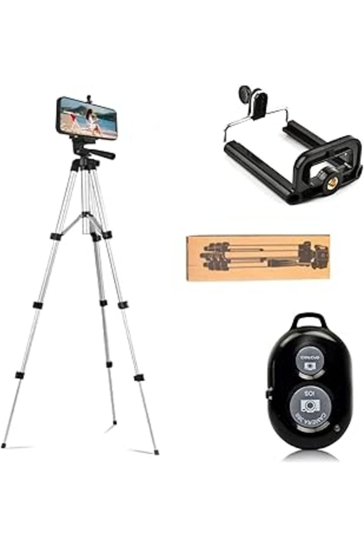 NETWORK ART Teknosepetim Bluetooth Lu Telefon Tutuculu Tripod 102 Cm Kamera Telefon Tutuculu Canon, Nikon, Pent