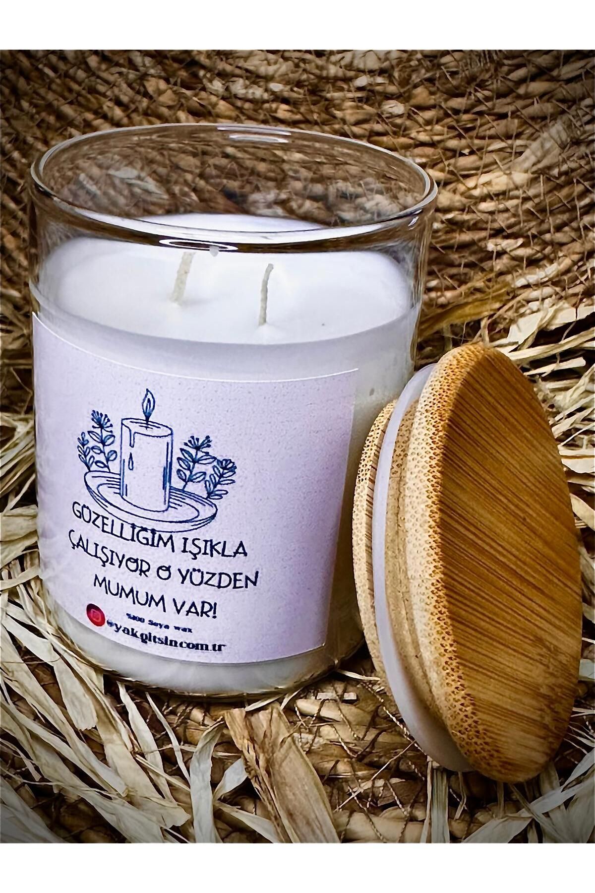 Tasarım , Esprili, kokulu %100 Soya Wax Mum