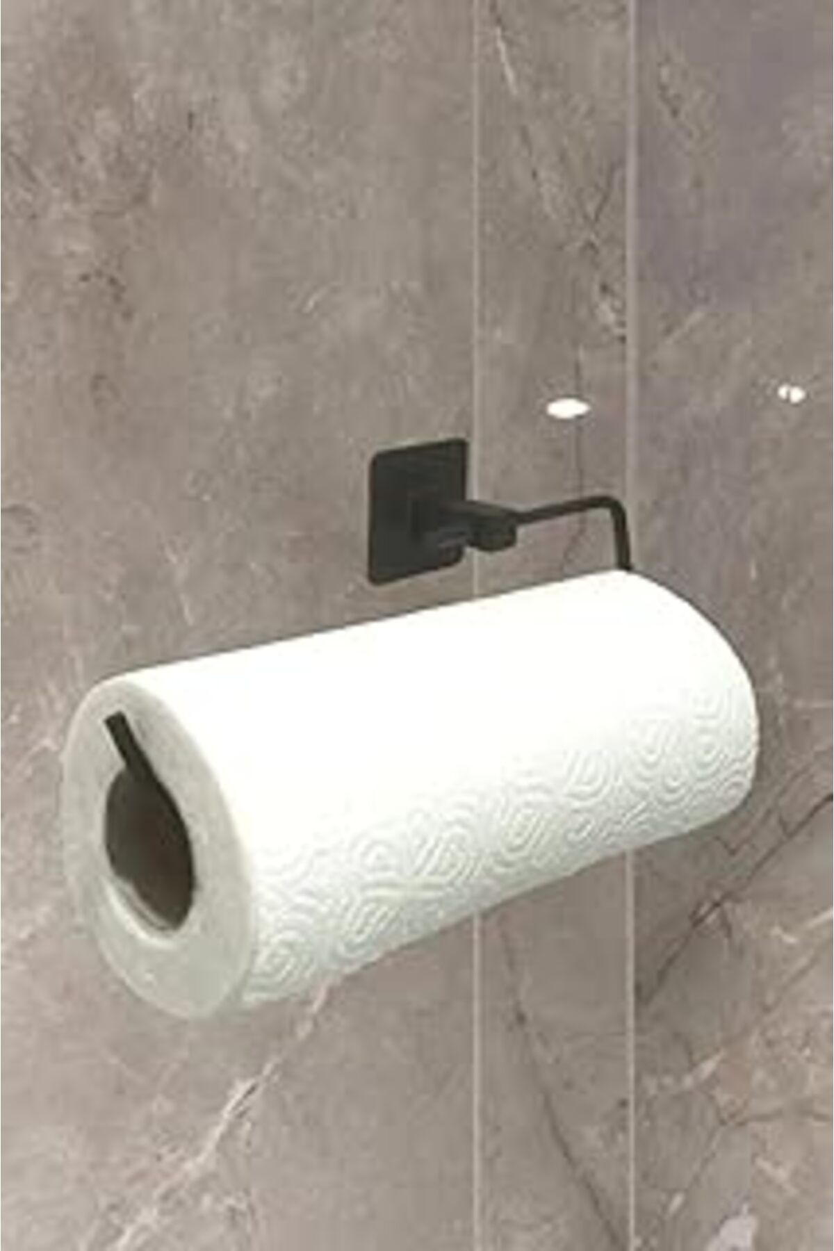 Mu Art Ahşap Safestore Rulo Havluluk Peçetelik, Yapışkanlı, Pratik Banyo Askısı, Kağıt Rulo Havluluk, Siyah