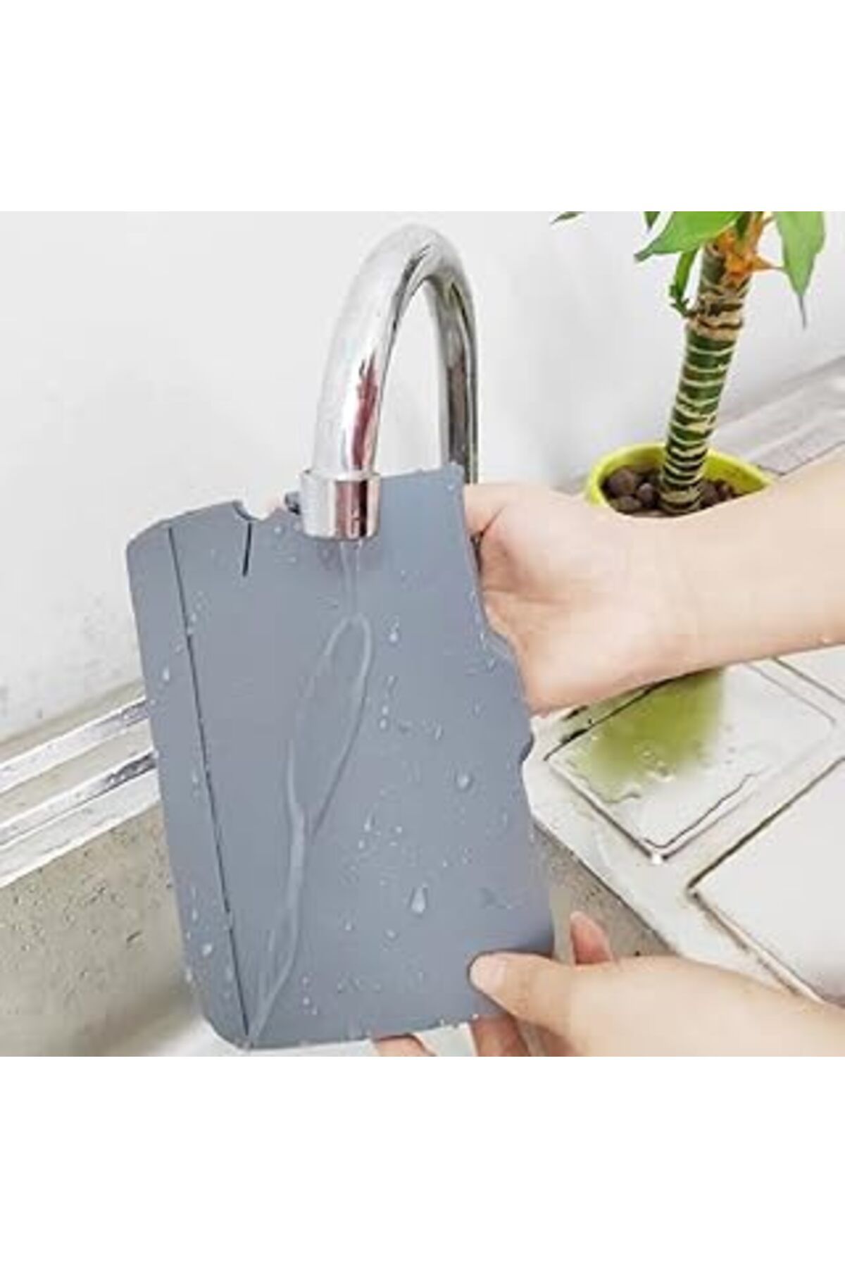 ASİTAN Buffer® Lavabo İçin Silikon Esnek Mat Musluk Sapı Damlama Tutucu Raf Mutfak Tezgahı Sıçrama Koruma