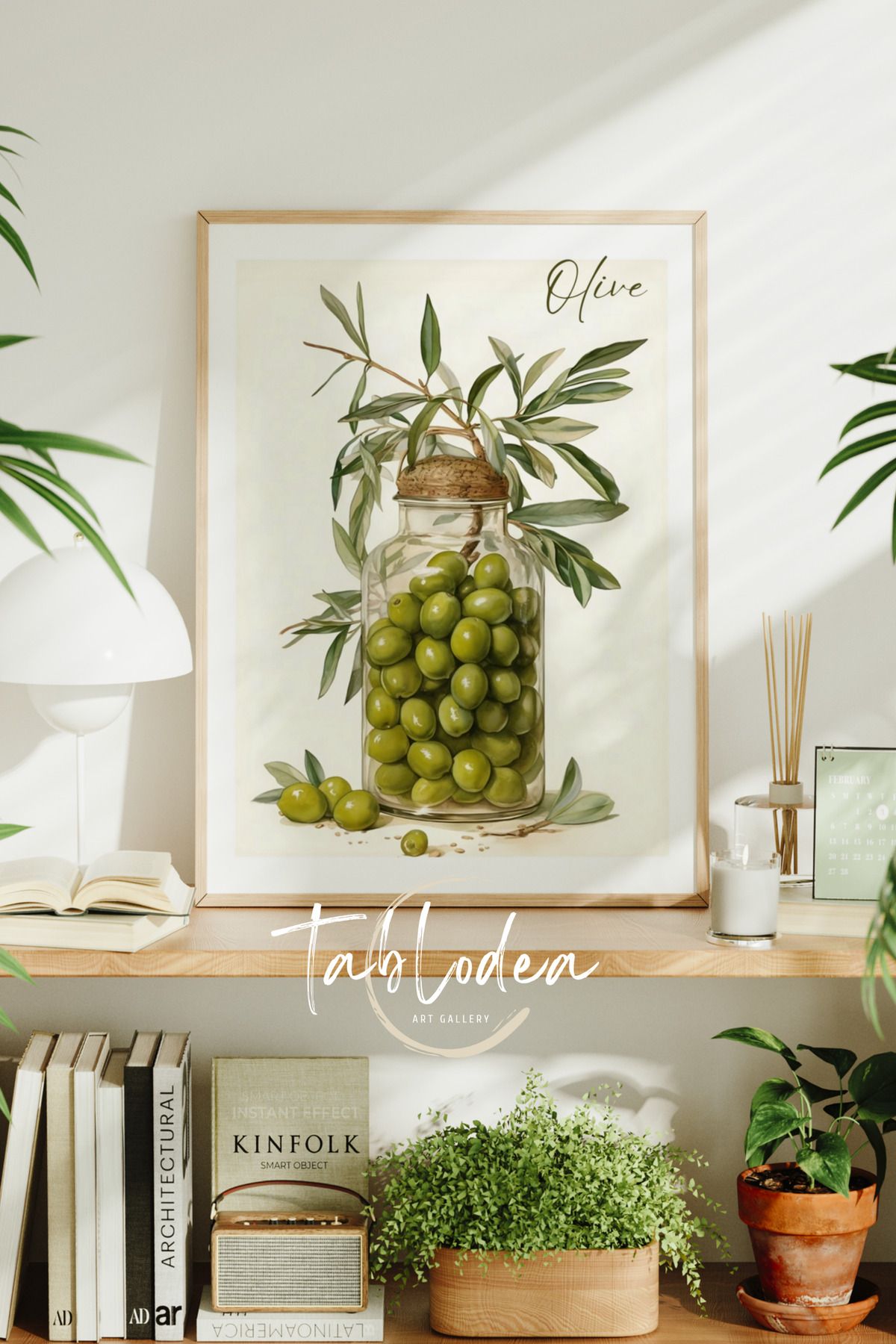 tablodea Zeytin Temalı Vintage Mutfak Dekoru Çerçeveli Poster Tablo TD Naturel Akdeniz Stili Mutfak Tablosu