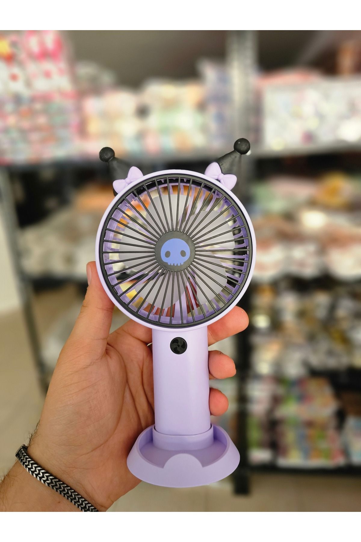 Meyra Accessories Kuromi şarjlı fan mini vantilatör telefon tutuculu mini şarjlı fan usb kablo ultra hızlı