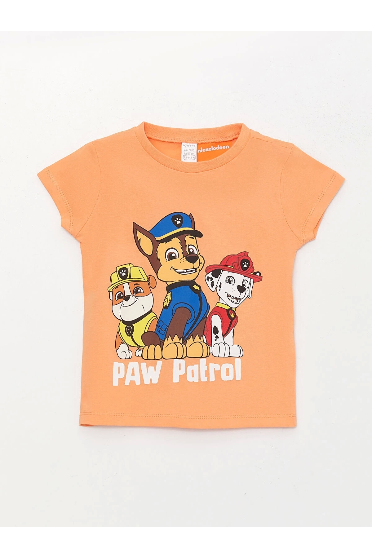 LC Waikiki LCW baby Turuncu Bisiklet Yaka Kısa Kollu Paw Patrol Baskılı Erkek Bebek Pijama Takım fotoğrafı 2 (önizleme)