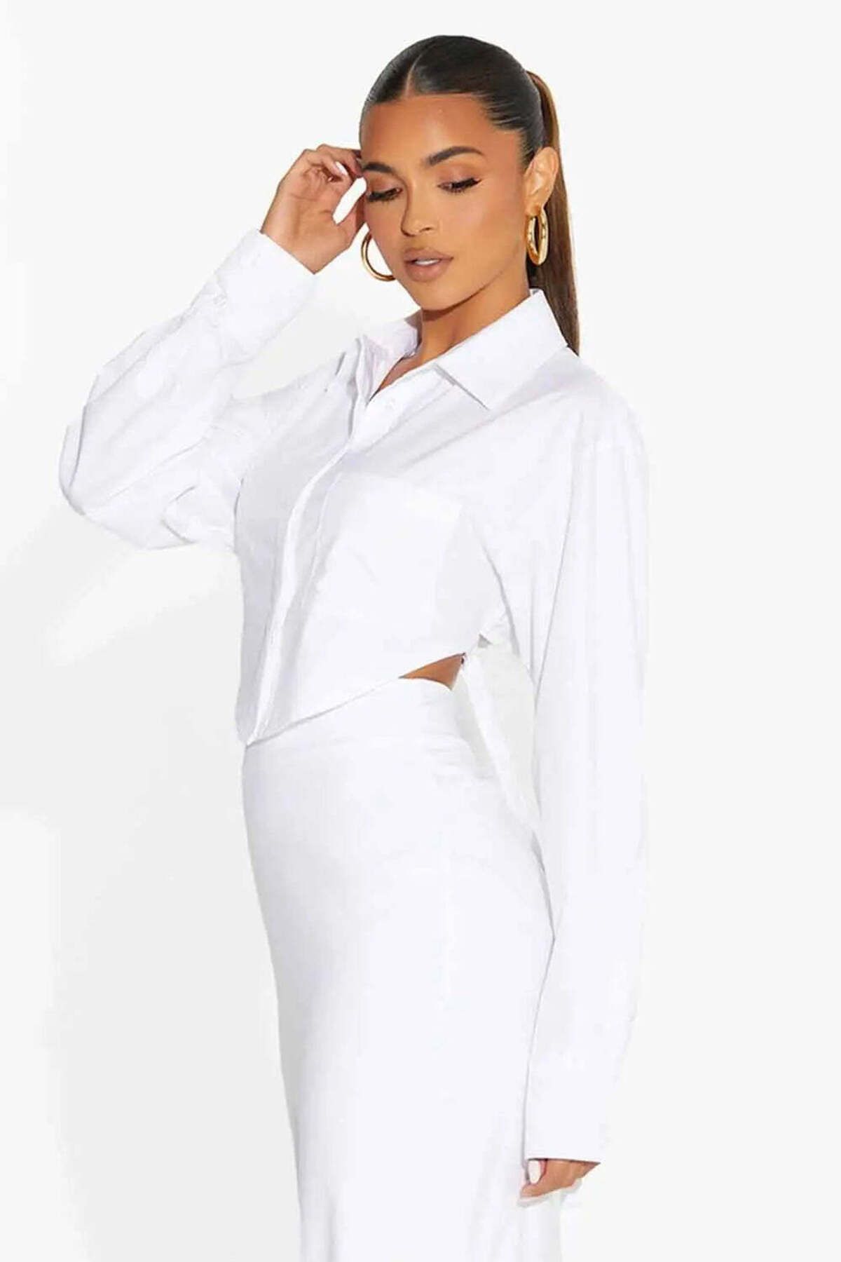 American Rag Cie Şık Back In A Strap Gömlek Crop Top Tasarımı - Ayarlanabilir Askılı, Uzun Kollu