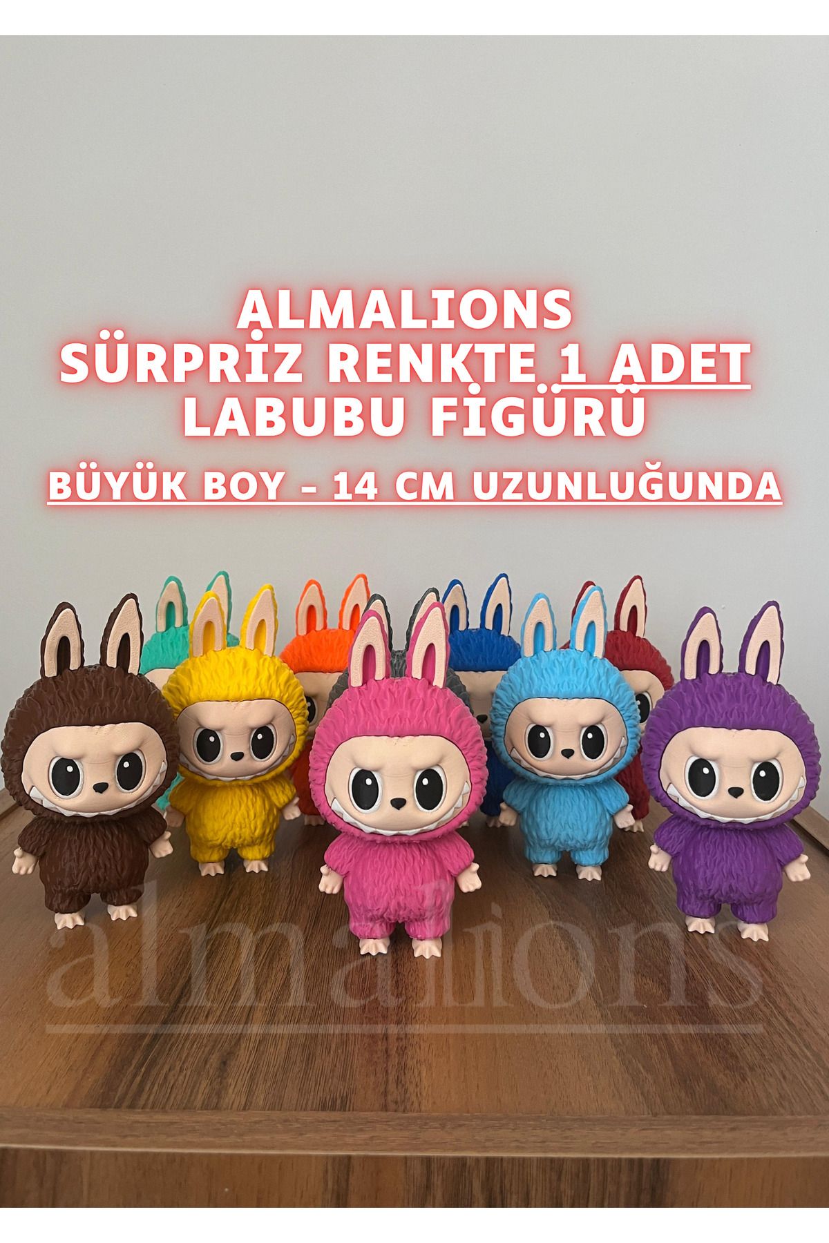 almalions 14 CM Büyük Boy Sürpriz Renk Labubu Figürü - Plastik Figür - 1 Adet