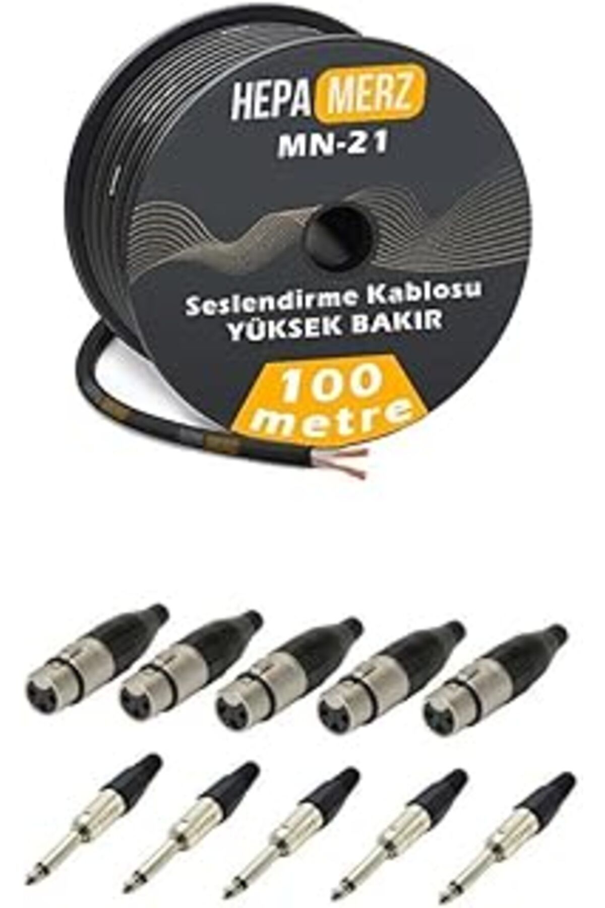 Qedii Hepa Merz Connection Paket-6 Mikrofon Kablosu Xlr-Jak Konnektör Paketi