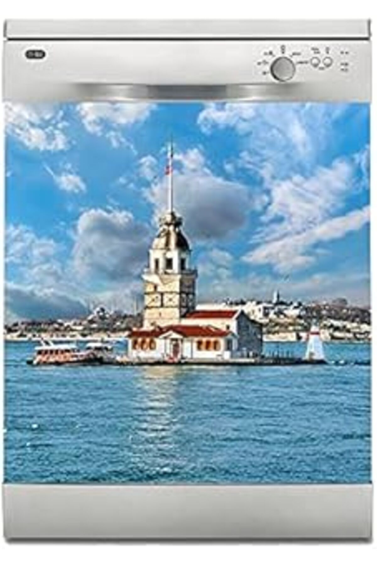 Qedii Bulaşık Makinesi Sticker Kaplama Beyaz Eşya Kaplama Kız Kulesi