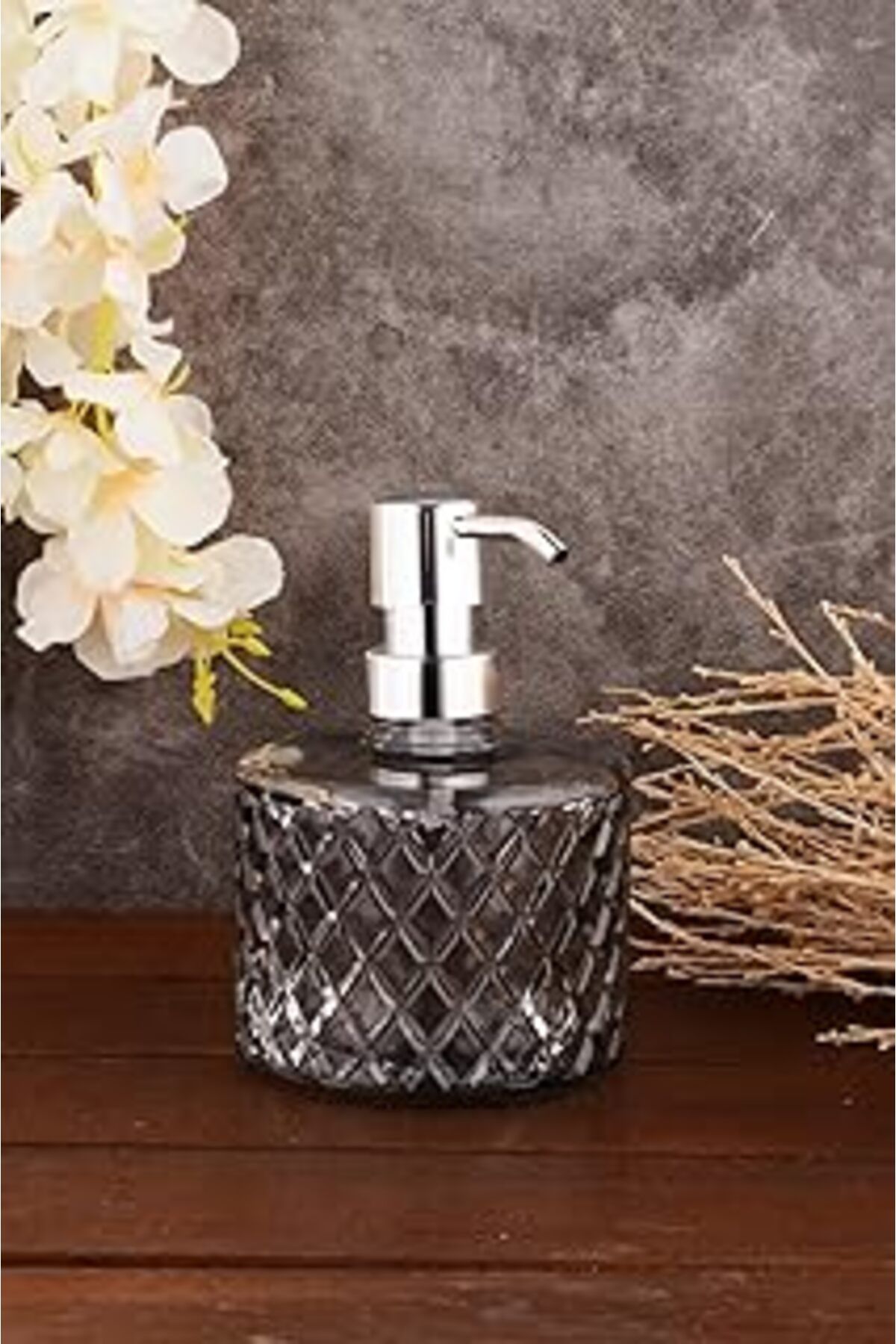 ASİTAN Angdesign Kristal Cam Sıvı Sabunluk - Füme (Füme)