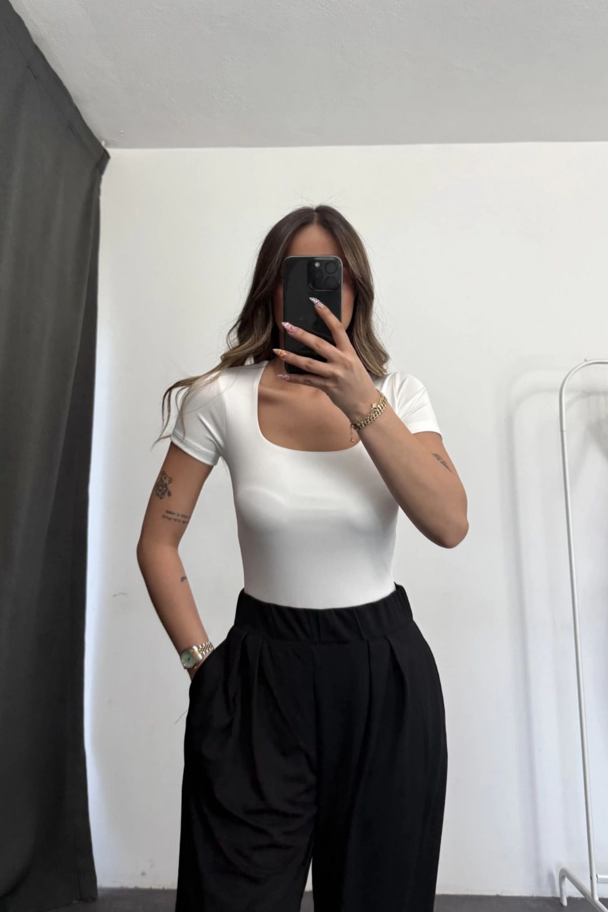 MOZENA Kare Yaka Basic Bodysuit