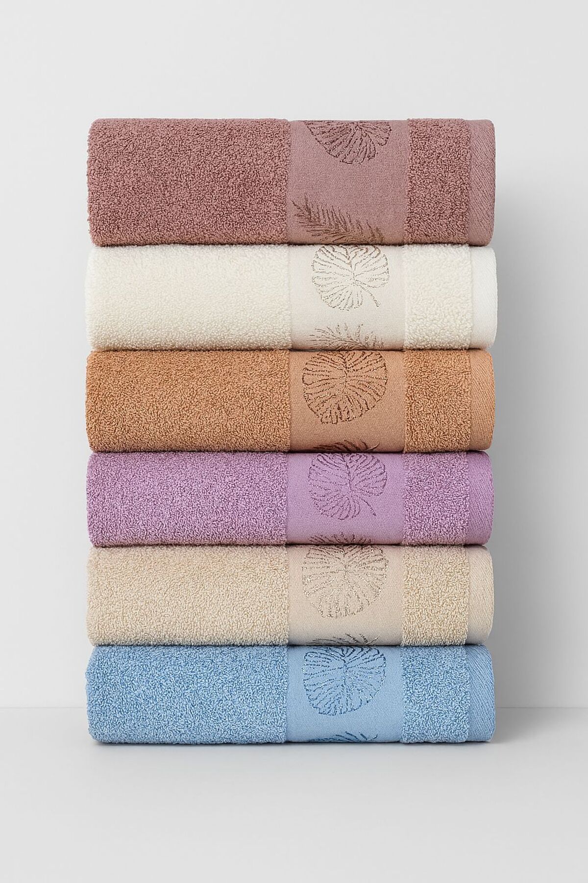 MiraTekstilÜrünleri Happy Cotton %100 Pamuk 6'lı El Yüz Havlusu (Mavi,Bej,Lila,Tarçın,Beyaz,Mürdüm)