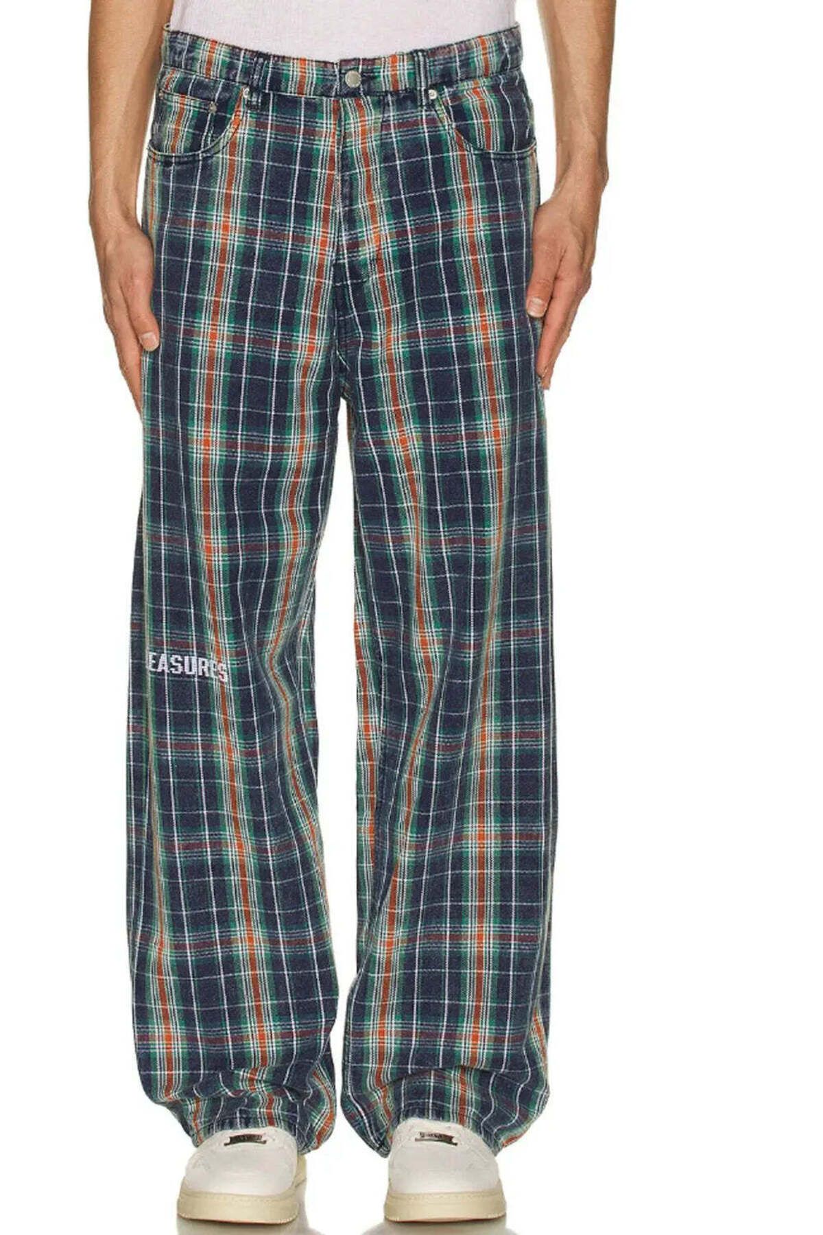 American Rag Cie Navy Renk Formula Plaid Baggy Jean Pantolonlar | Şık ve Rahat Tasarım