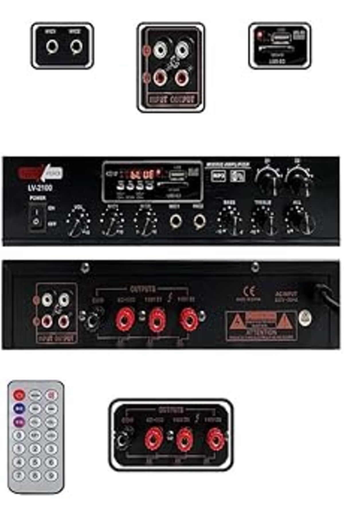 ASİTAN Lastvoice Lv-2100 Hat Trafolu 2 Bölgeli Stereo Anfi 2X100W, Usb Ve Bluetooth Bağlantı