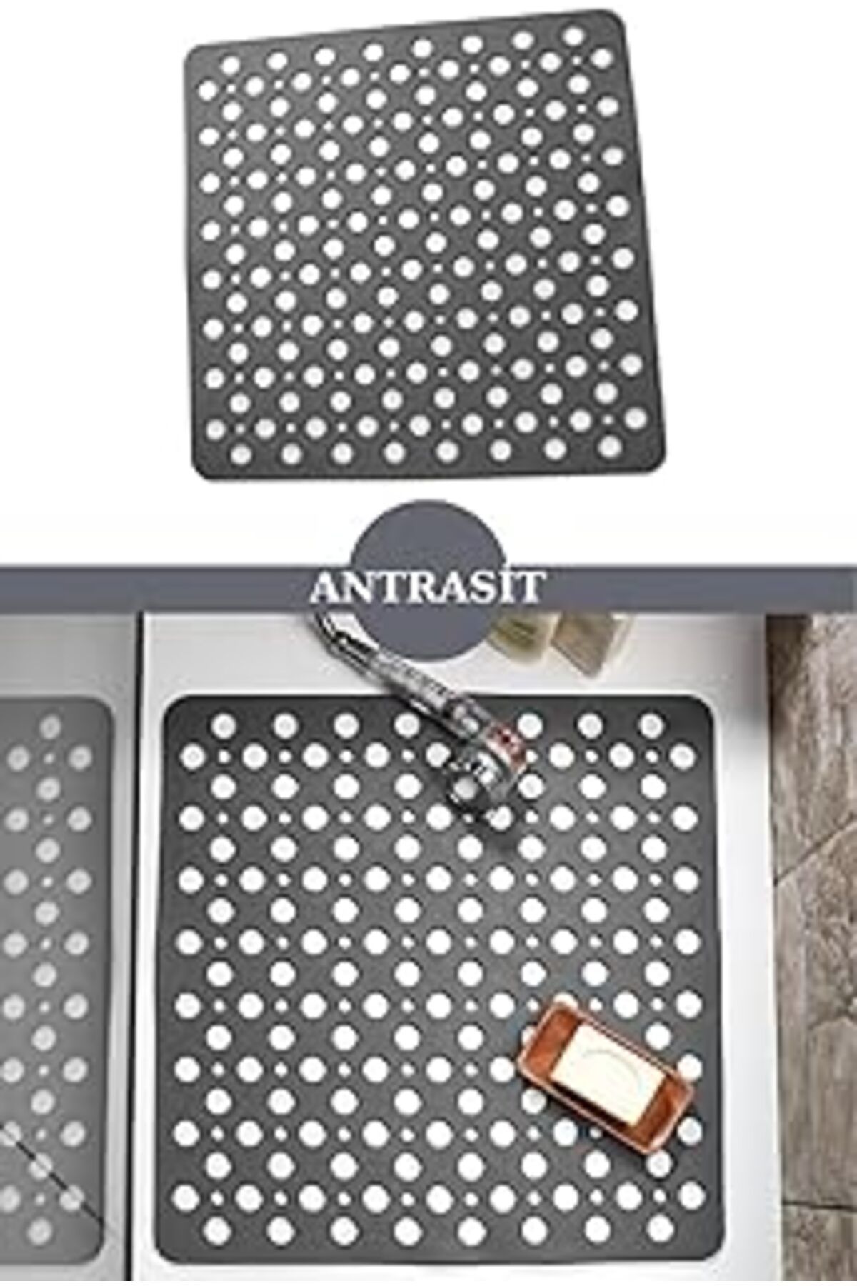 Mu Art Ahşap Seahome Kaydırmaz Duşakabin Banyo Ve Duş Paspası Kare Bubble 81 Adet Vantuzla Yapışır 54 X 54 Cm Bn