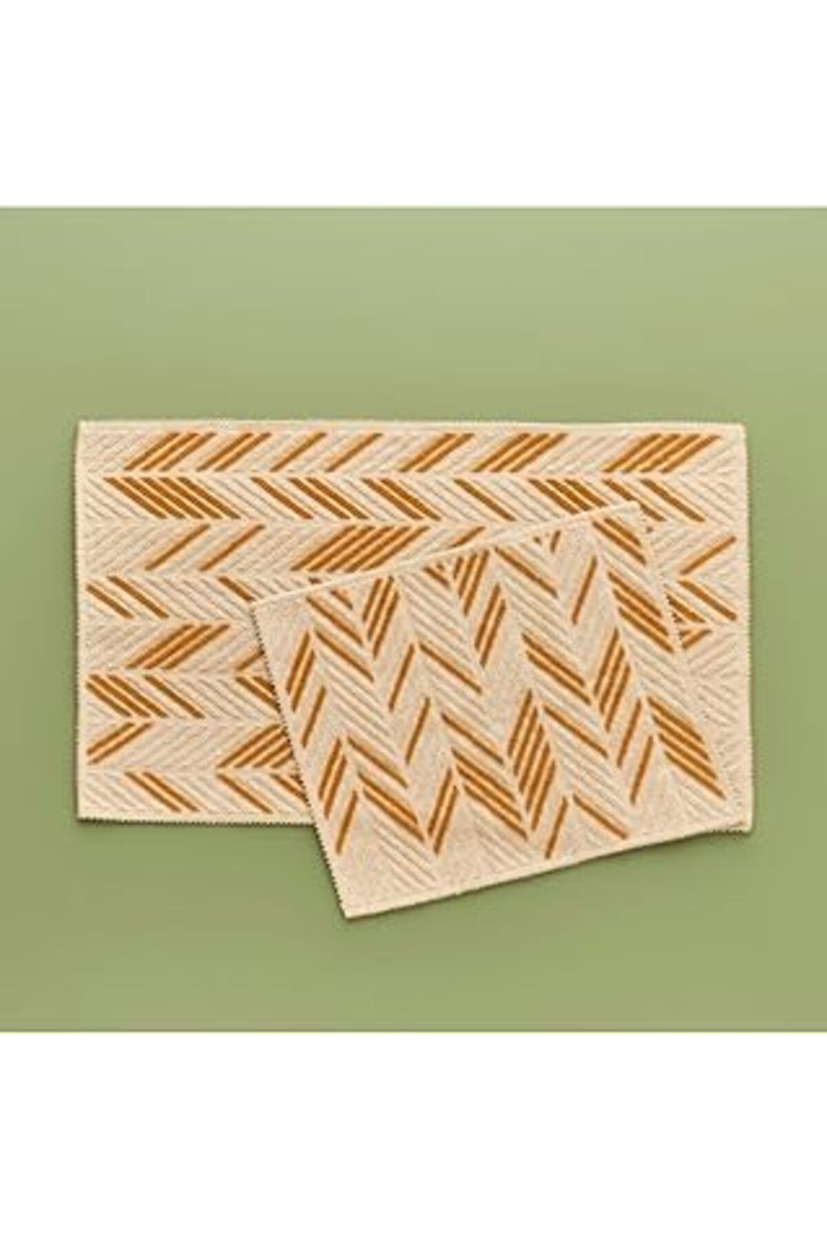Mu Art Ahşap Corner Paspas Takımı, Hardal, 60 X 100
